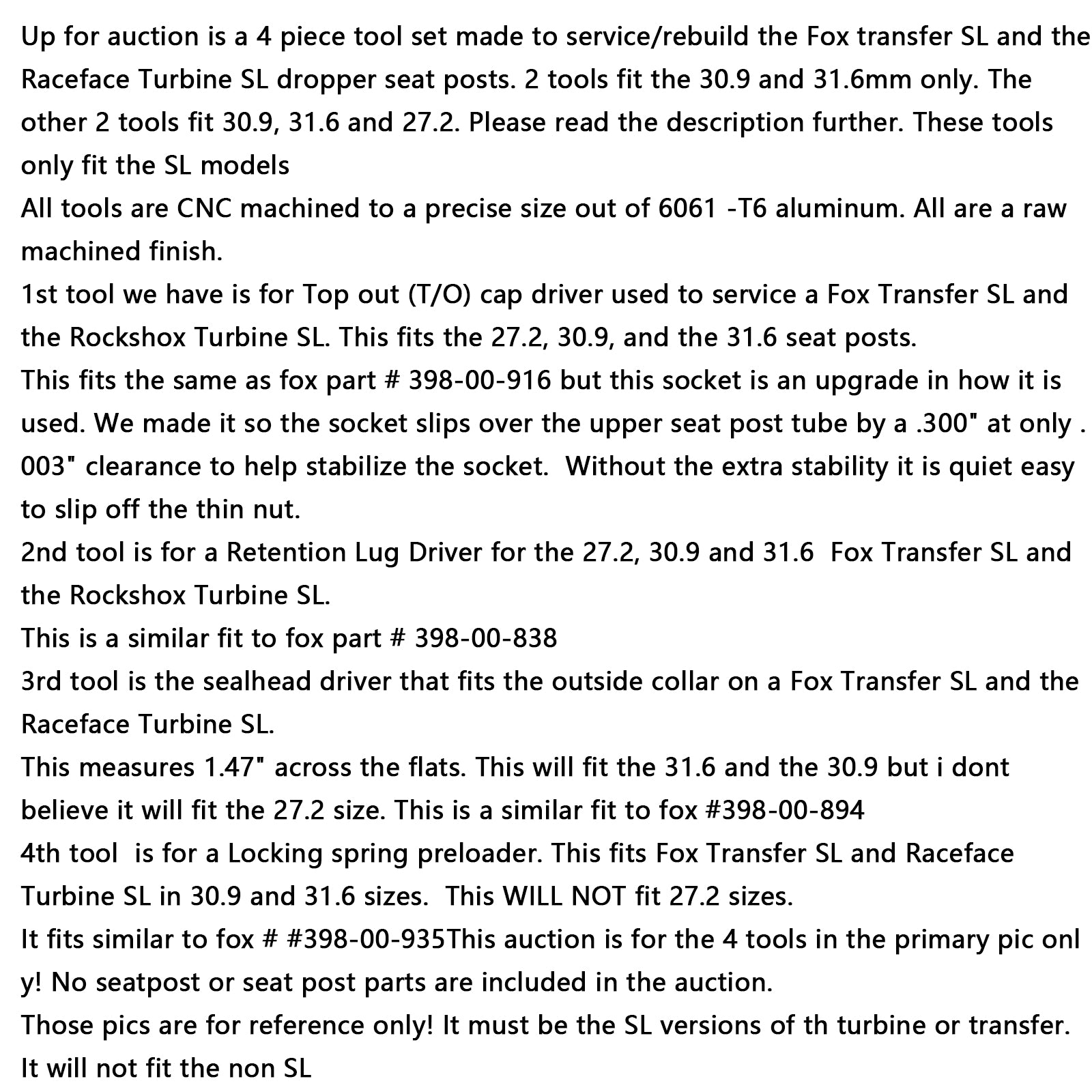 398-00-838 /-894 Raceface Turbine SL Seat Post Service Tool Kit-like 398-00-916