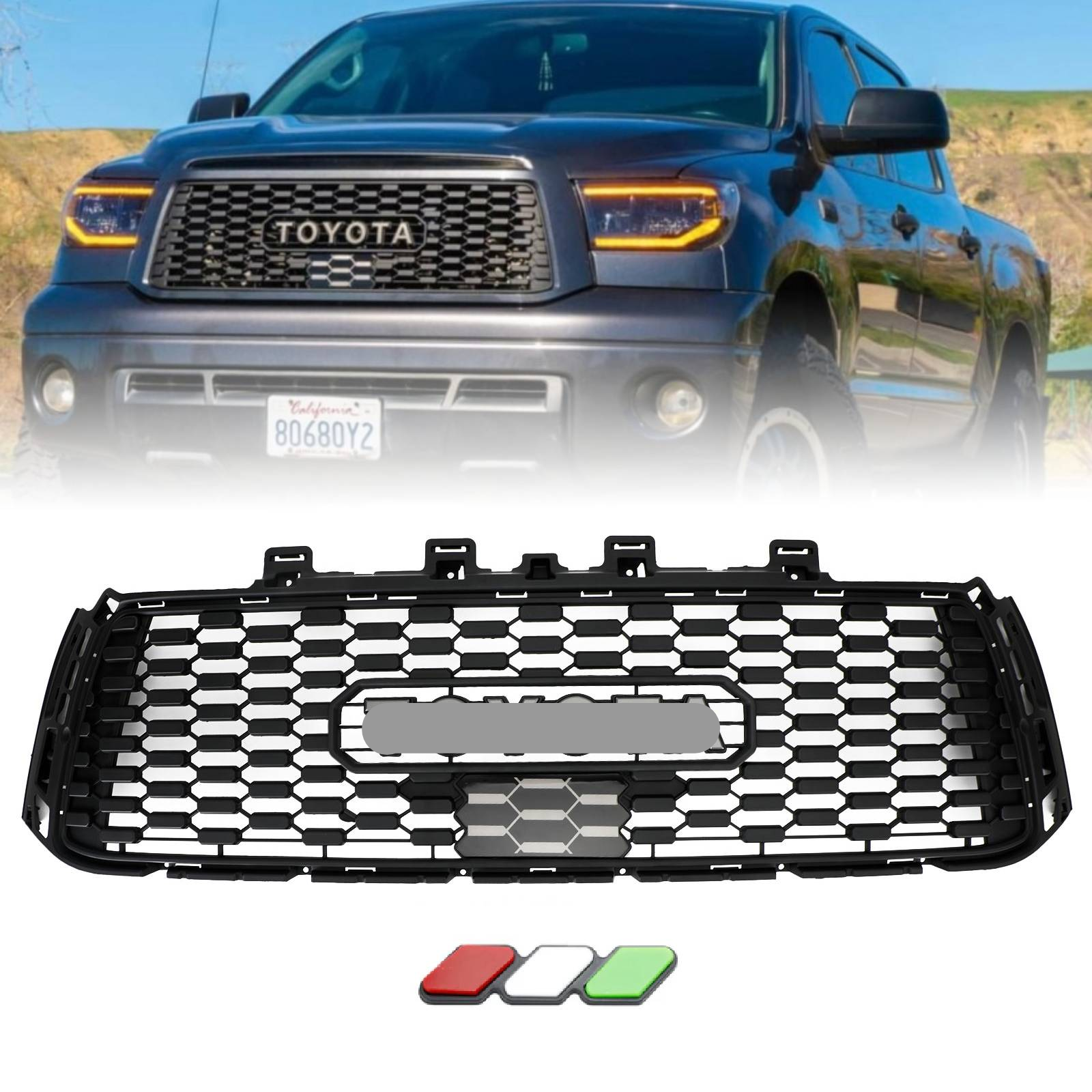 2010-2013 Toyota 2nd Gen Tundra Tundra Trd Pro Grill Matte Black W /Letters & Sensor Cover