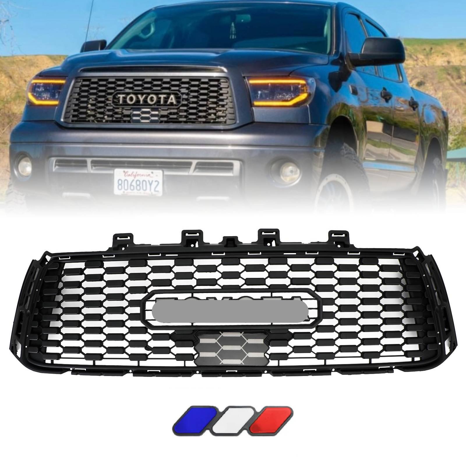 2010-2013 Toyota 2nd Gen Tundra Tundra Trd Pro Grill Matte Black W /Letters & Sensor Cover