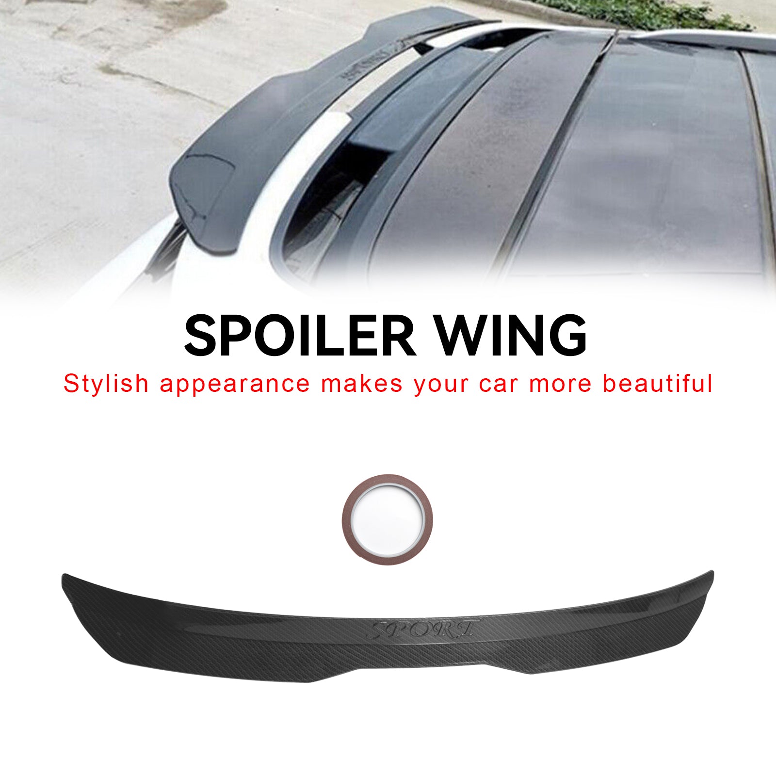 Carbon Fiber Look Car ABS Rear Spoiler Universal Modified Roof Extension Lip Fedex Express