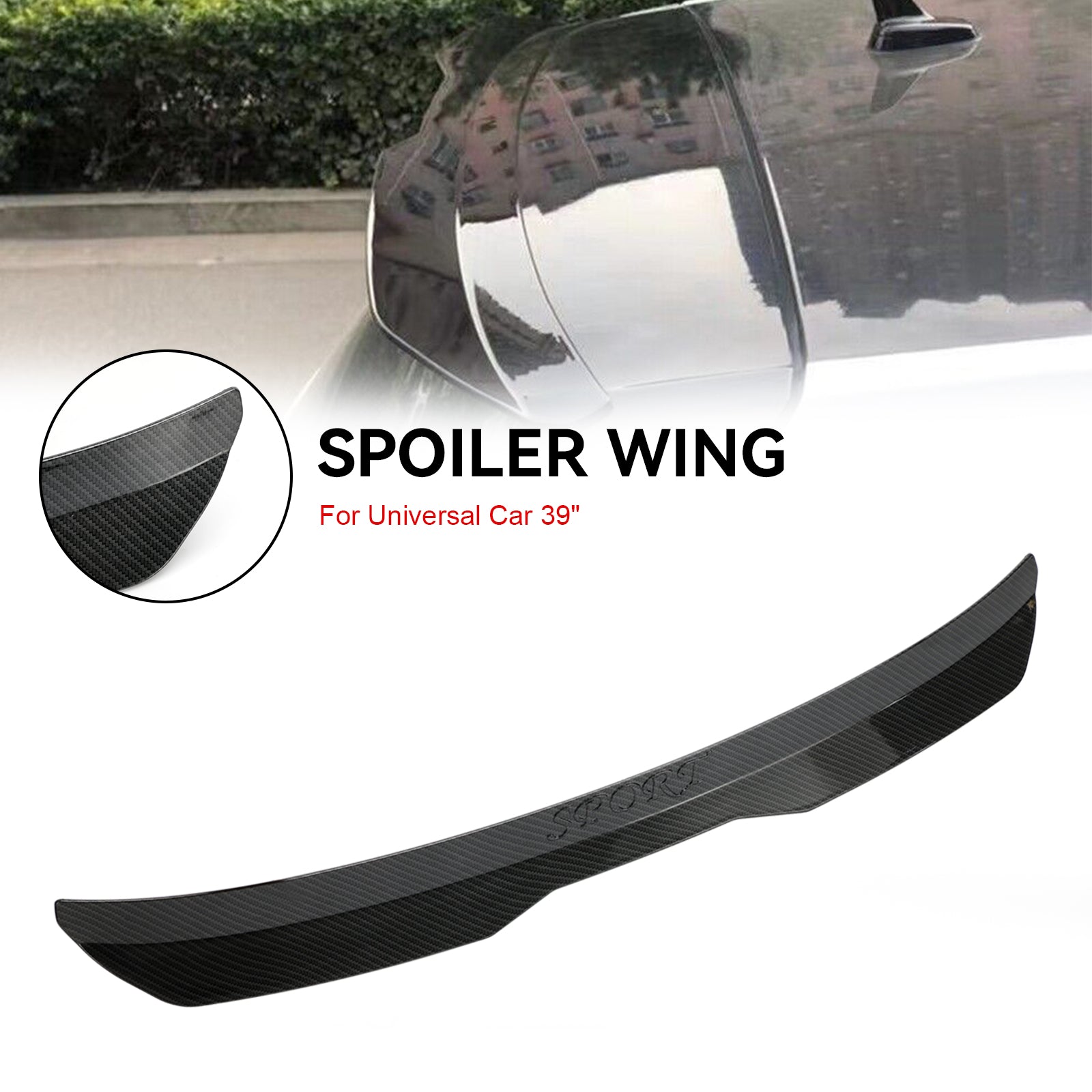 Carbon Fiber Look Car ABS Rear Spoiler Universal Modified Roof Extension Lip Fedex Express