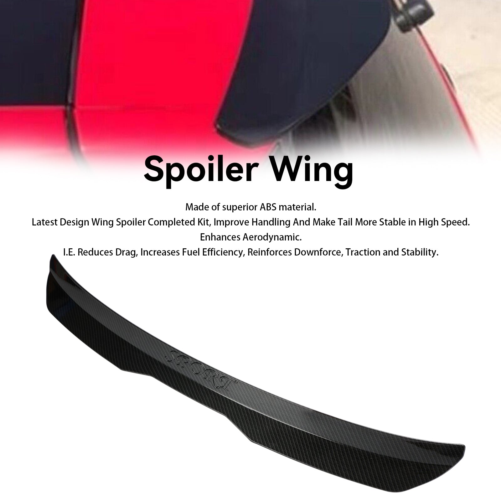 Carbon Fiber Look Car ABS Rear Spoiler Universal Modified Roof Extension Lip Fedex Express