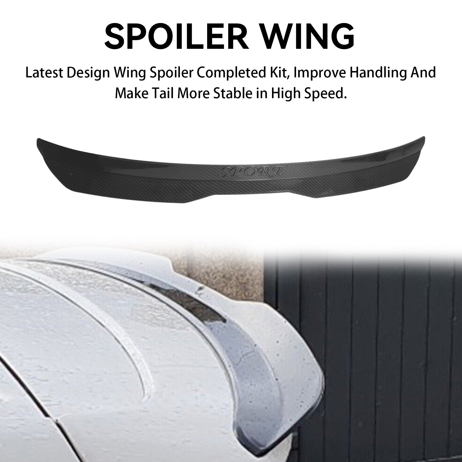 Carbon Fiber Look Car ABS Rear Spoiler Universal Modified Roof Extension Lip Fedex Express