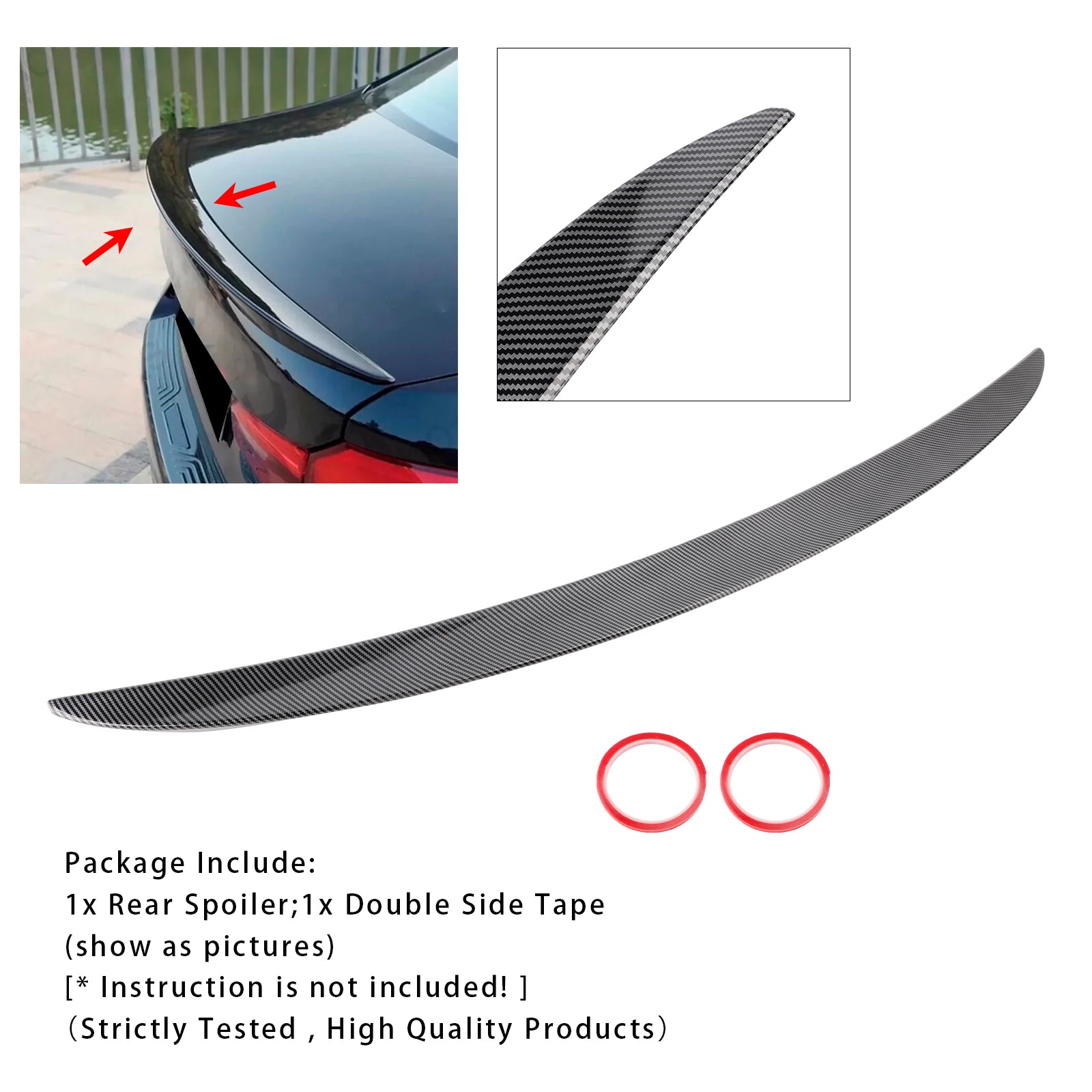 2017-2023 BMW G30 G38 F90 M5 MP Carbon Fiber Style Rear Trunk Spoiler Wing