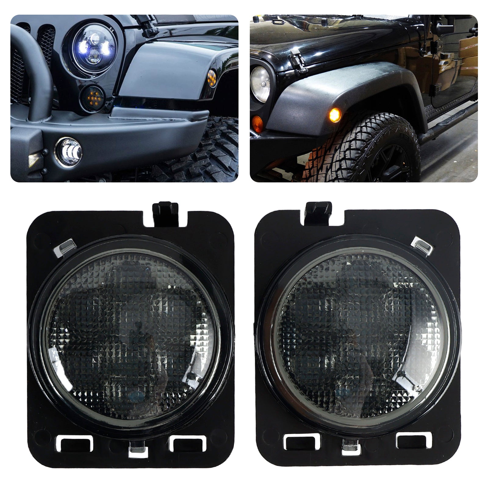 2007-2015 Wrangler JK 2x Front Fender Parking Side Marker LED Turn Light Generic
