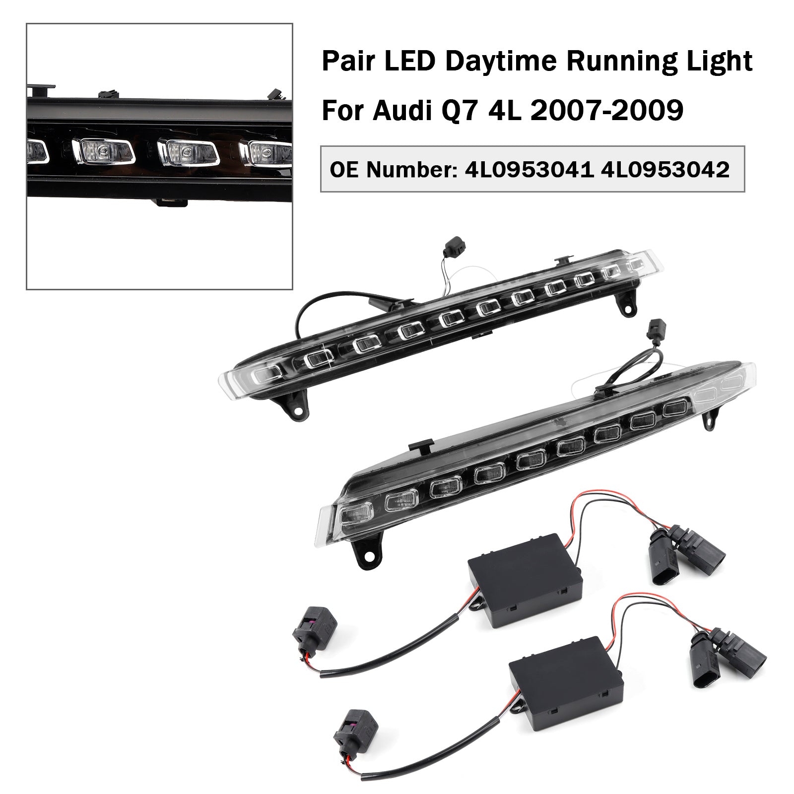 2007-2009 Audi Q7 4L Pair LED Daytime Running Light 4L0953041 4L0953042