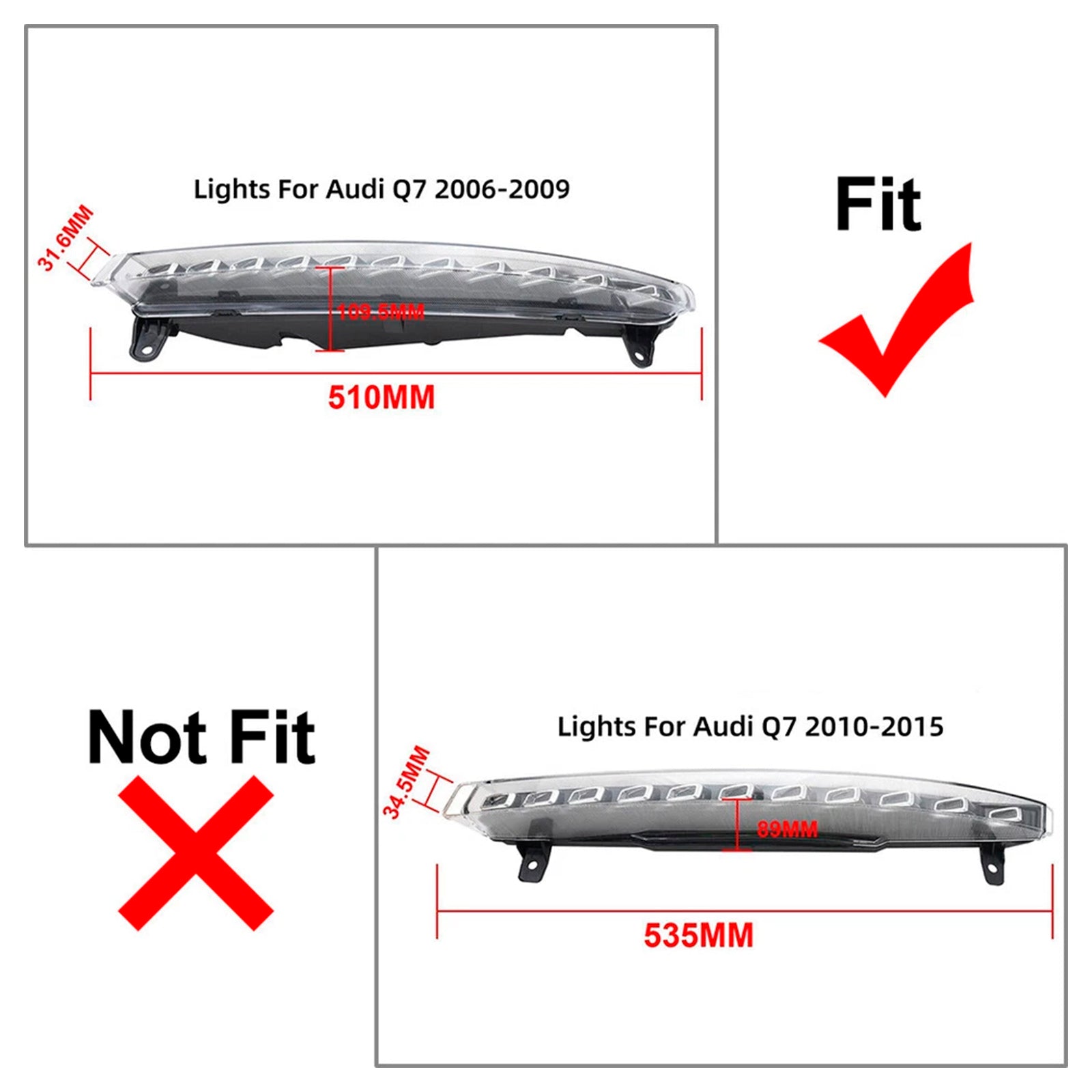 2007-2009 Audi Q7 4L Pair LED Daytime Running Light 4L0953041 4L0953042