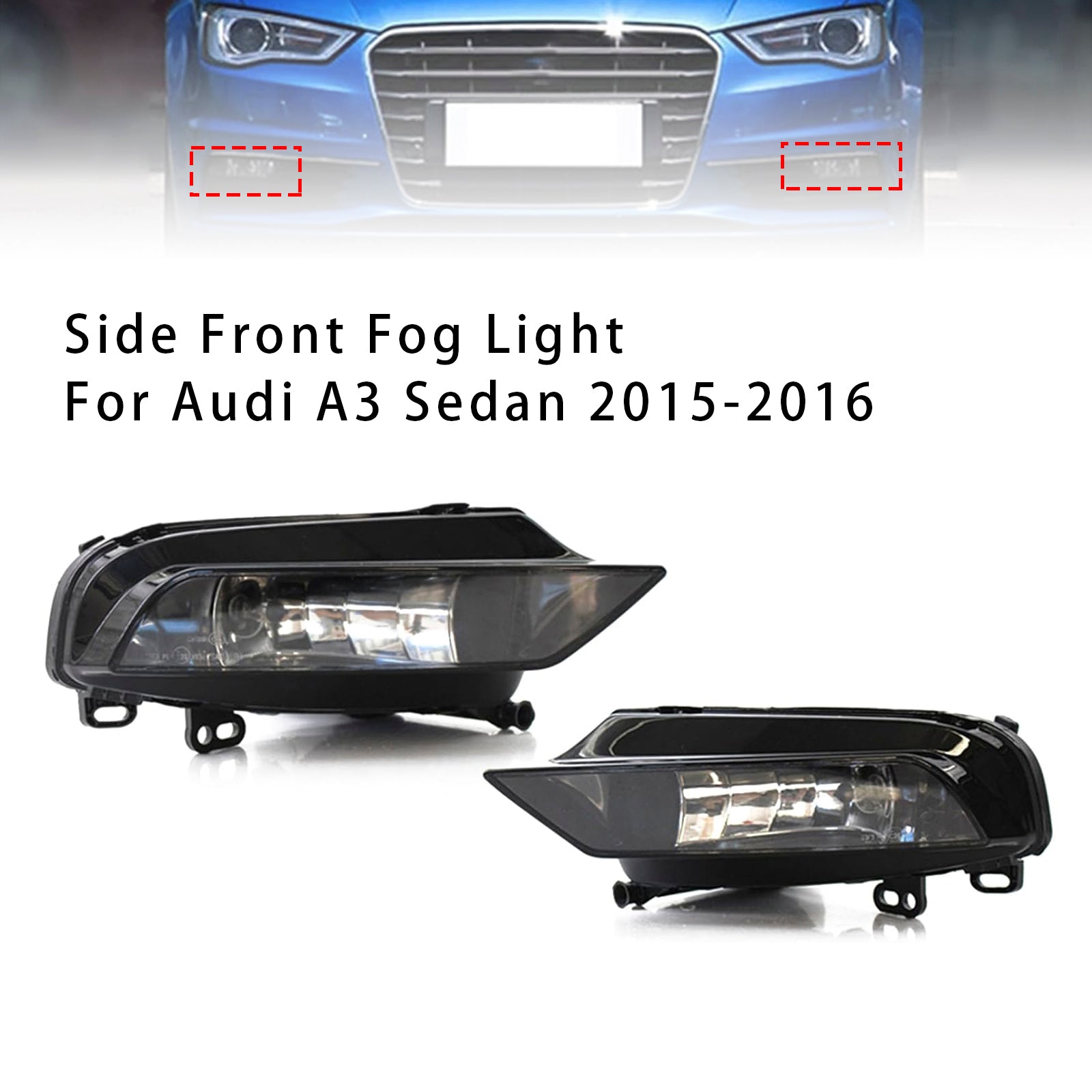 2015-2016 Audi A3 Saloon Pair Front Fog Light Lamps With Bulbs 8V0941699B