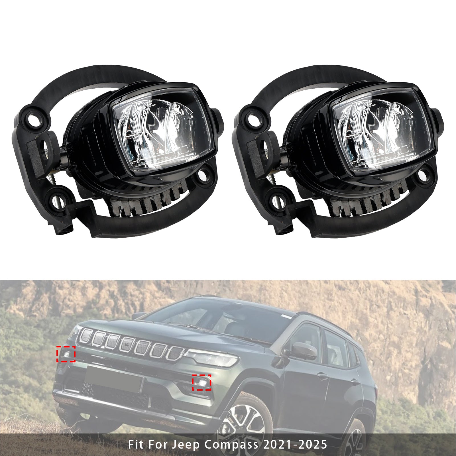 2021-2025 Jeep Compass Pair LED Front Driving Fog Light 68470159AA