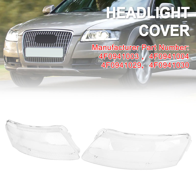 Audi A6 2006-2011 Left +Right Headlight Lens Plastic Cover Shell 4F0941003/04 Fedex Express