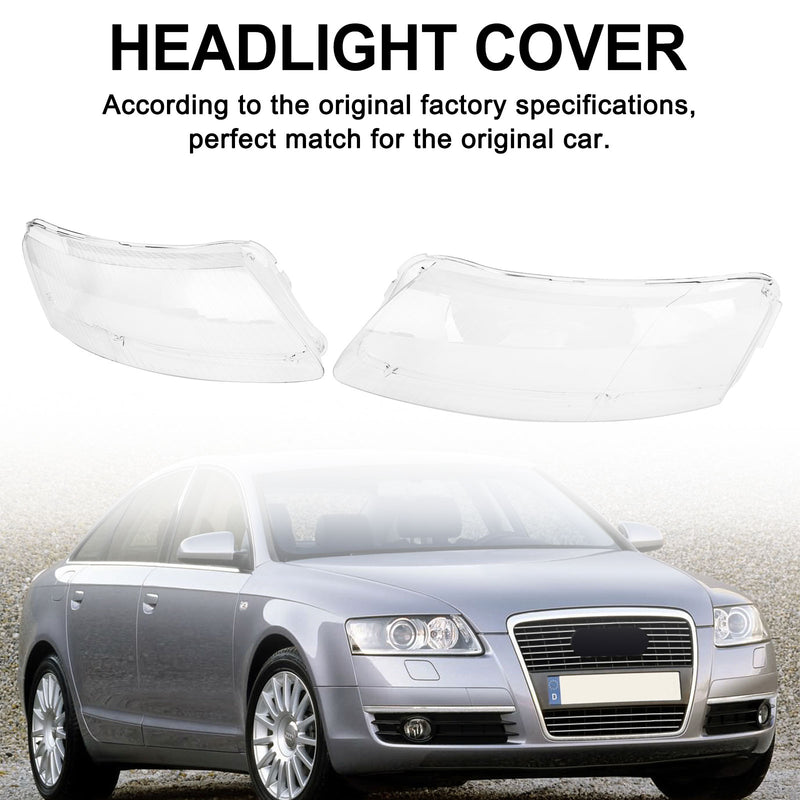 Audi A6 2006-2011 Left +Right Headlight Lens Plastic Cover Shell 4F0941003/04 Fedex Express