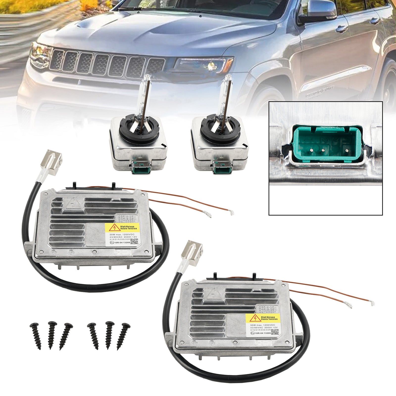 2x balasto para faro y unidad de control de cable de bombilla D3S para Grand Cherokee 2014-2020