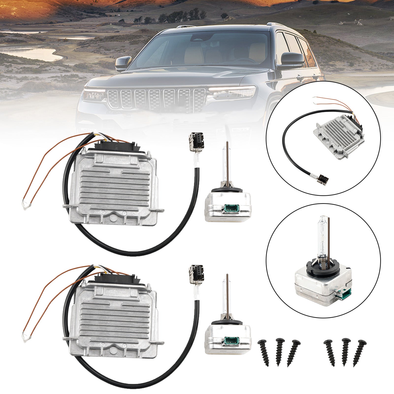 2x balasto para faro y unidad de control de cable de bombilla D3S para Grand Cherokee 2014-2020