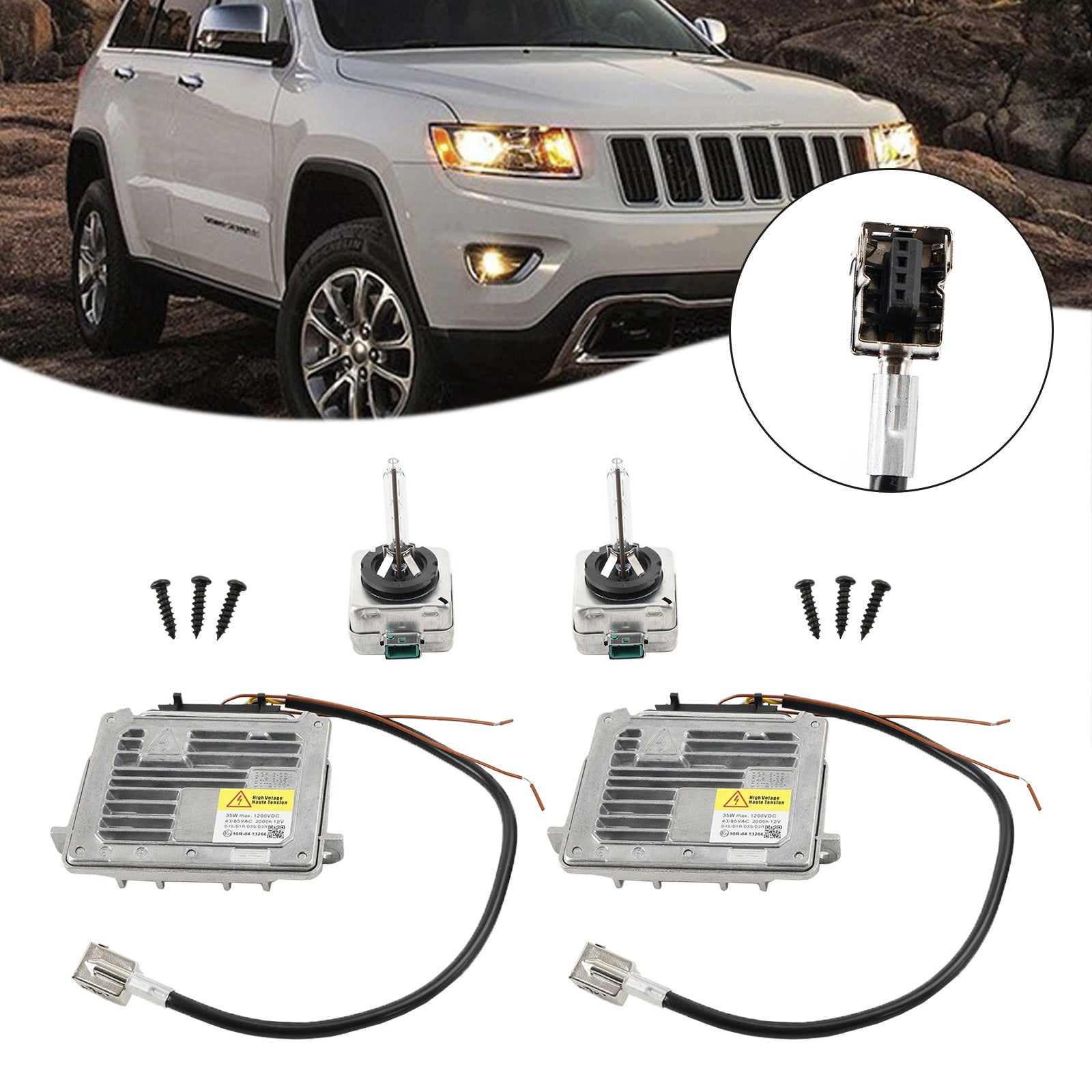 2x balasto para faro y unidad de control de cable de bombilla D3S para Grand Cherokee 2014-2020