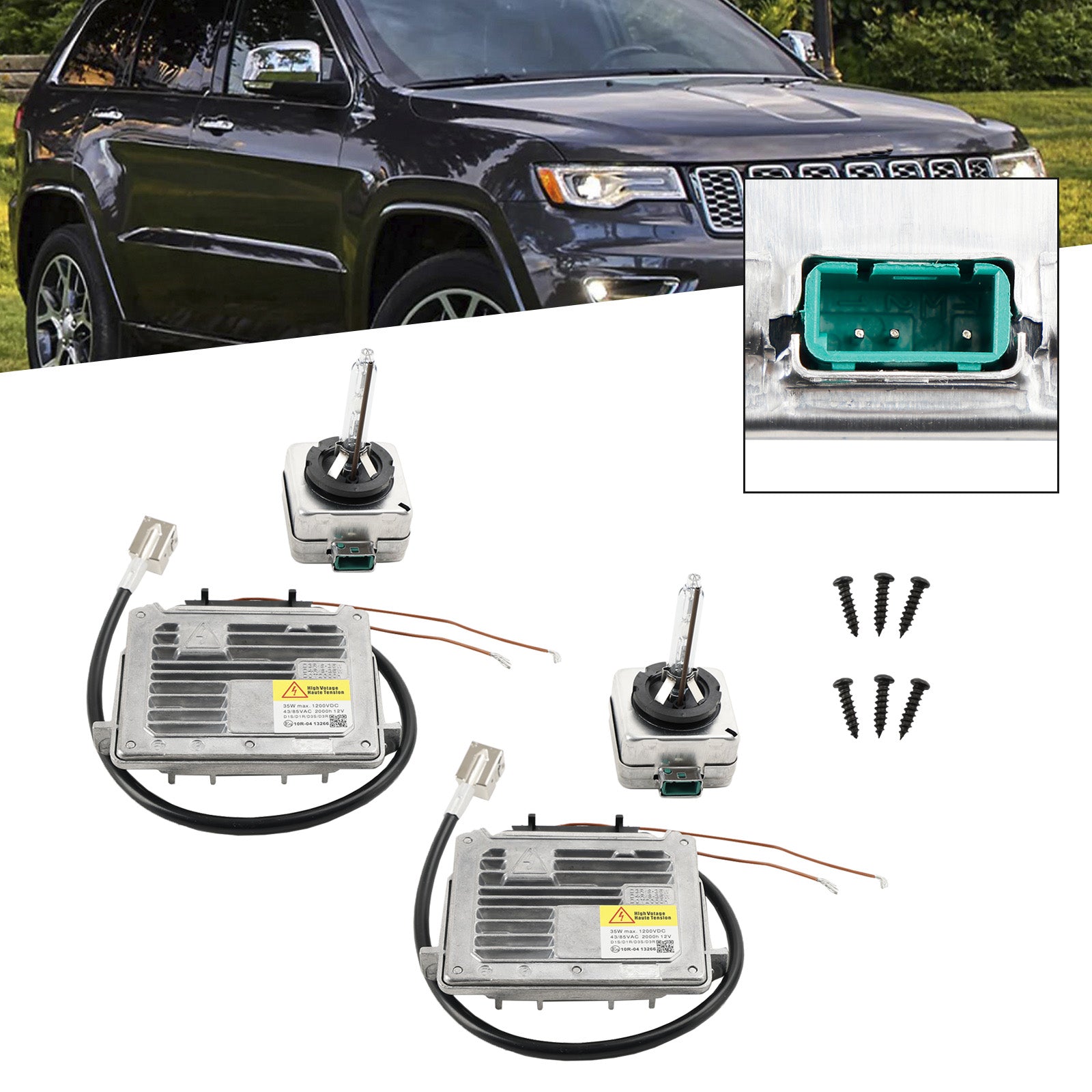 2x balasto para faro y unidad de control de cable de bombilla D3S para Grand Cherokee 2014-2020