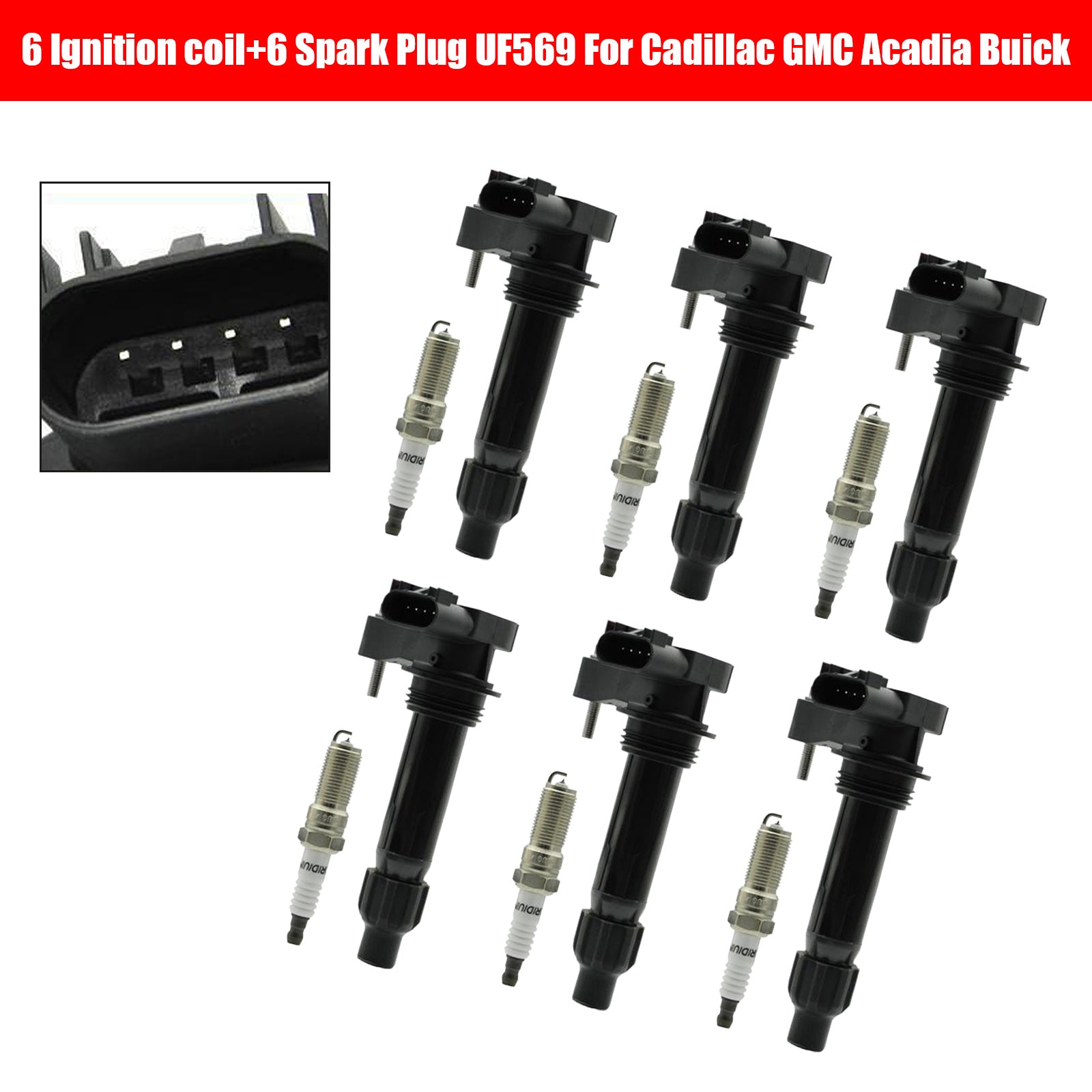 2007-2008 Cadillac SRX GMC Acadia Saturn Outlook 6 Ignition coil+6 Spark Plug UF569 Fedex Express