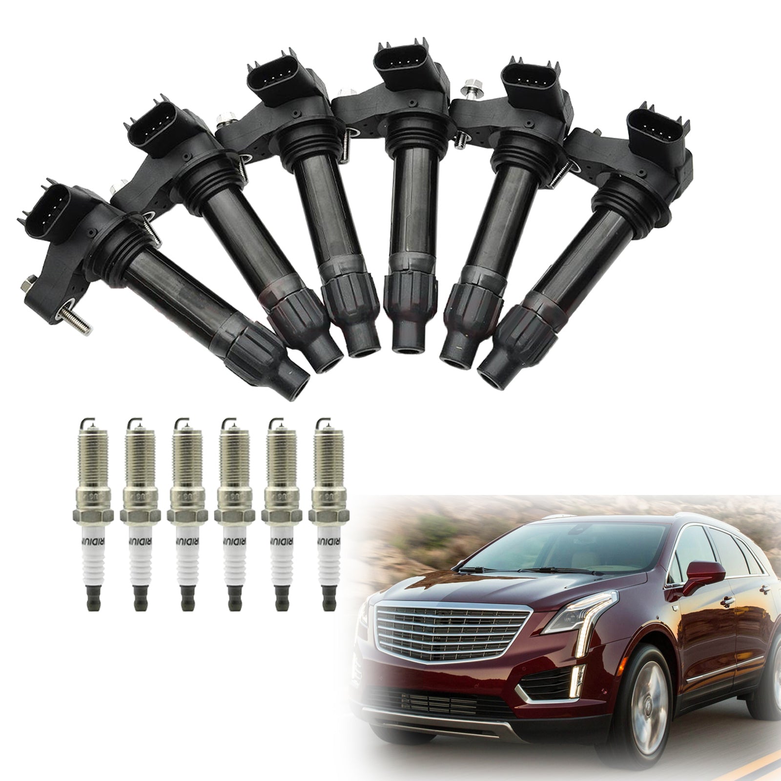 2007-2008 Cadillac SRX GMC Acadia Saturn Outlook 6 Ignition coil+6 Spark Plug UF569 Fedex Express