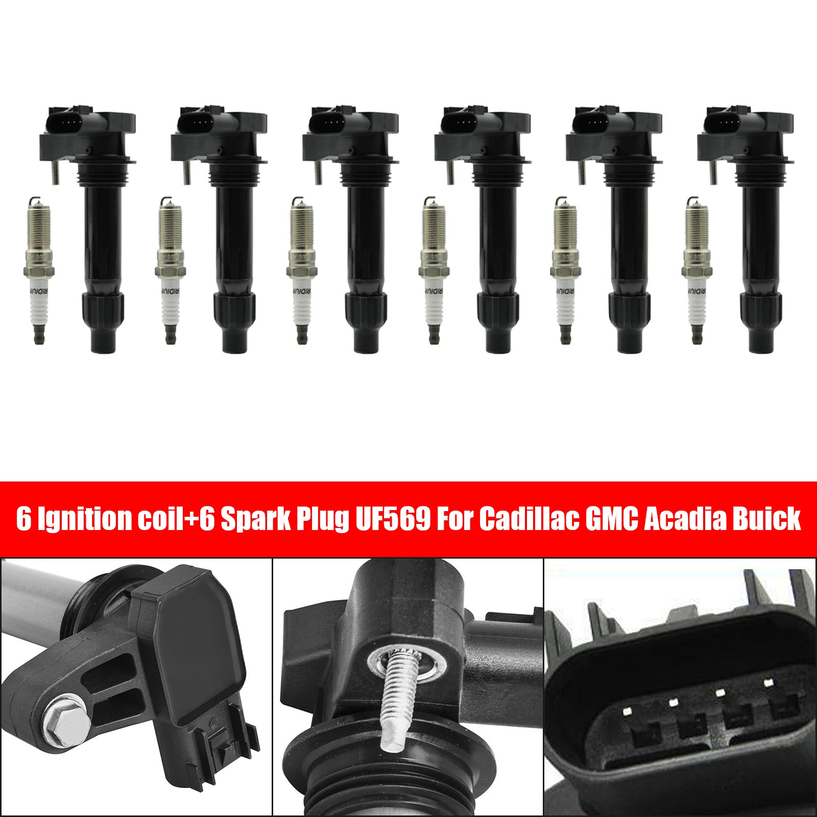 2007-2008 Cadillac SRX GMC Acadia Saturn Outlook 6 Ignition coil+6 Spark Plug UF569 Fedex Express