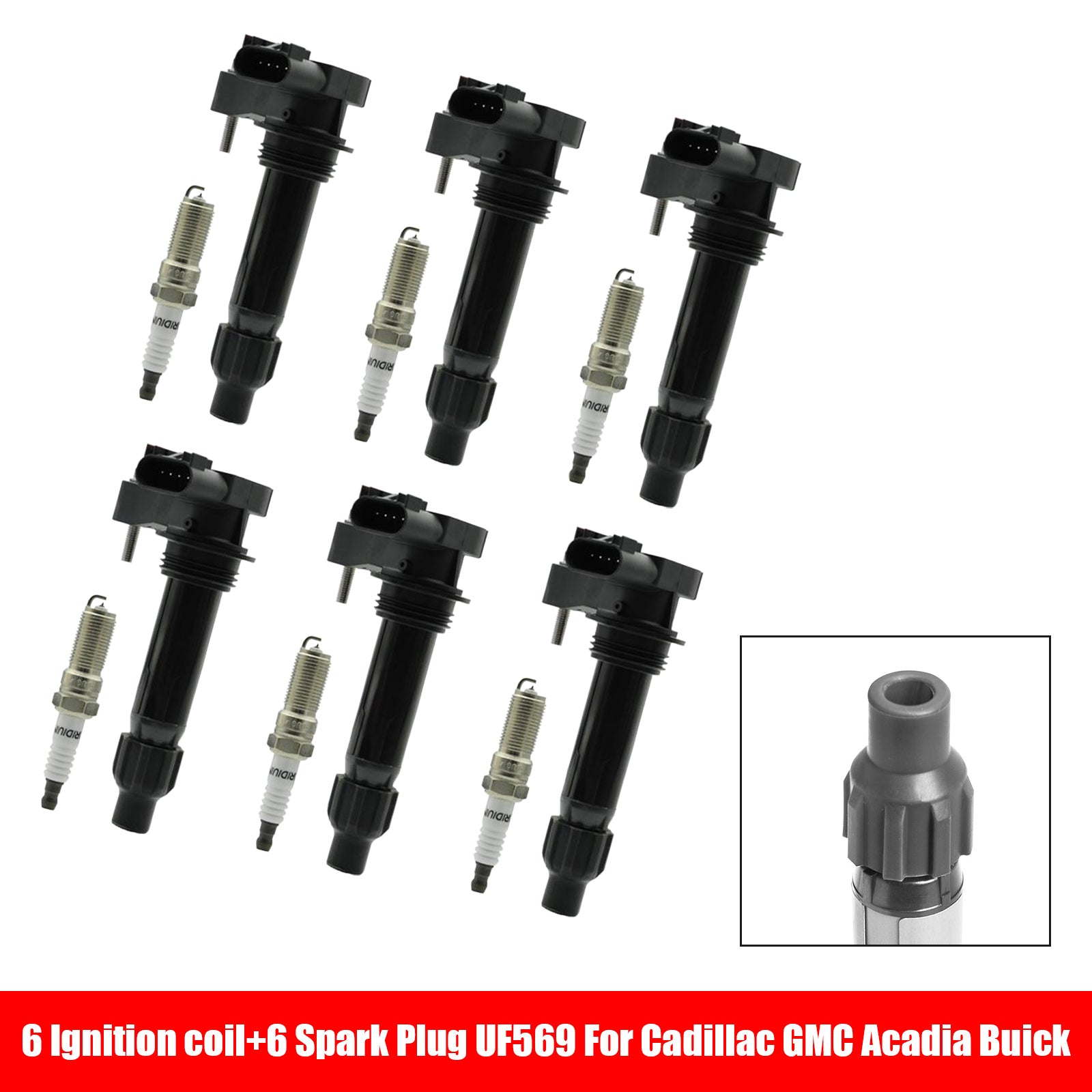 2007-2008 Cadillac SRX GMC Acadia Saturn Outlook 6 Ignition coil+6 Spark Plug UF569 Fedex Express