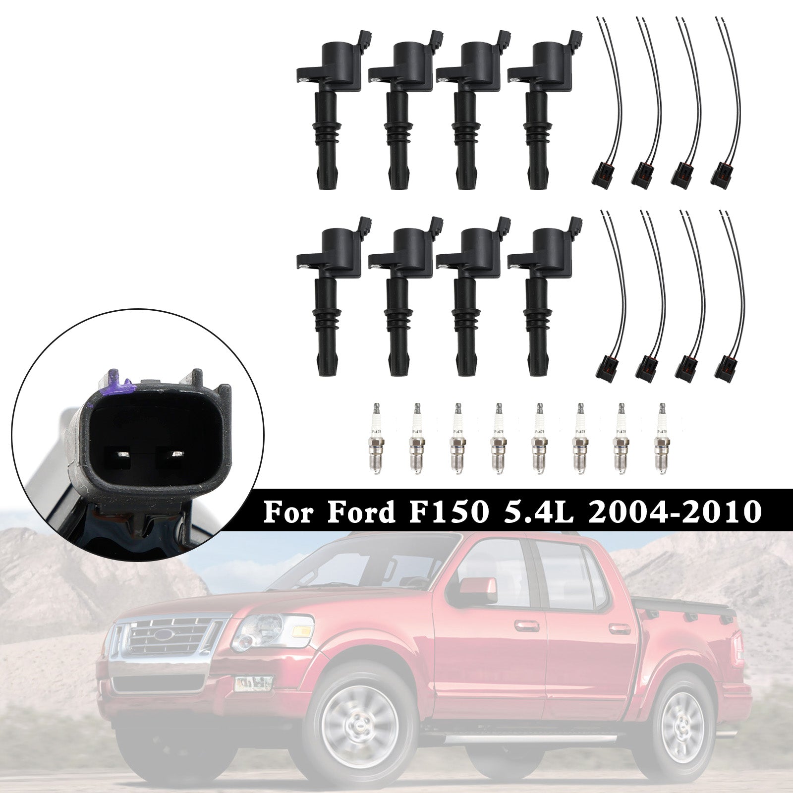 2005-2008 Ford F-250 F350 Super Duty 6.8L V10 8X lgnition Coil +Spark Plug+Connector FD508 DG511 Fedex Express