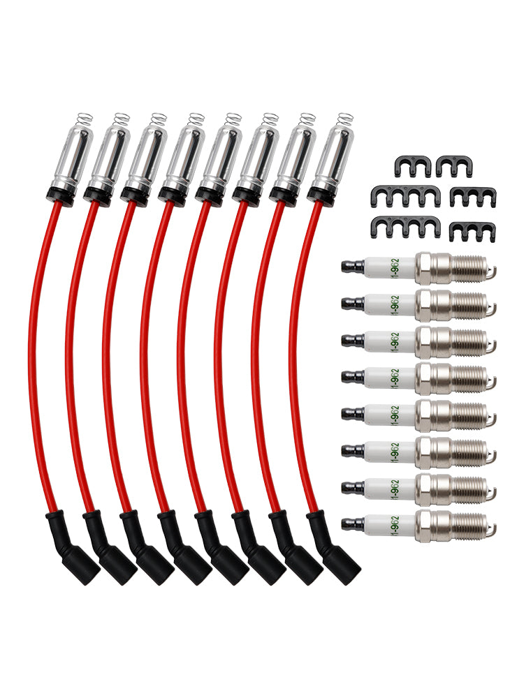 8x Spark Plugs +Wires 10.5mm Set 19299585 For Chevrolet GMC 4.8L 5.3L 6.0L V8