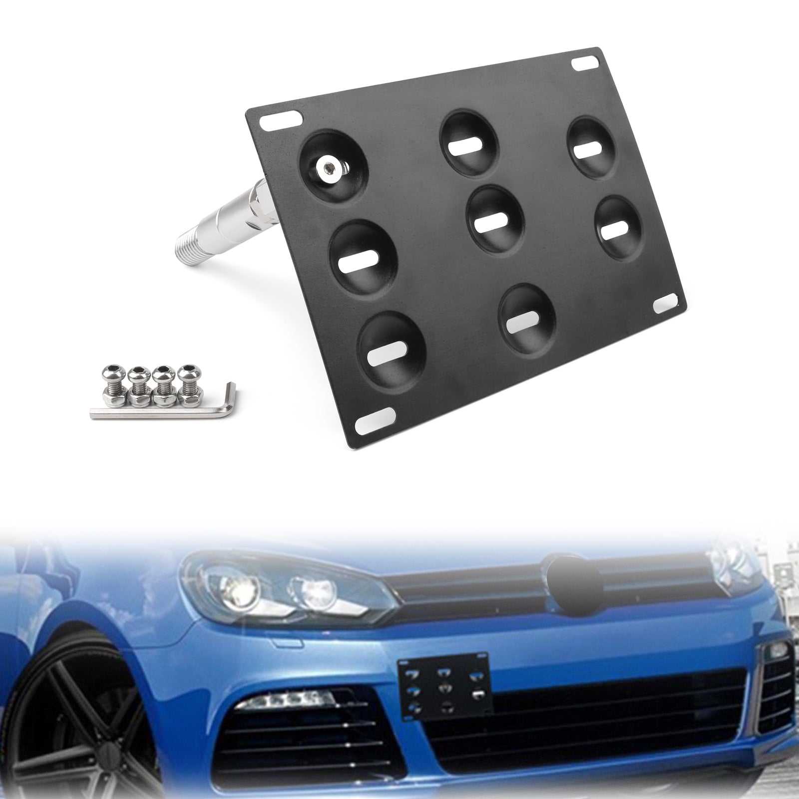 Front Bumper Tow Hook License Plate Mounting Holder Bracket For VW MK6 Golf