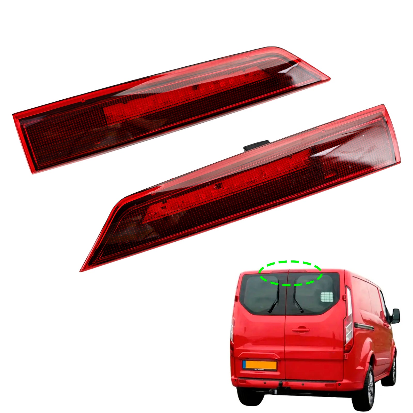 2x High Level 3rd LED Rear Brake Light For Ford Transit Tourneo Custom Barn Door