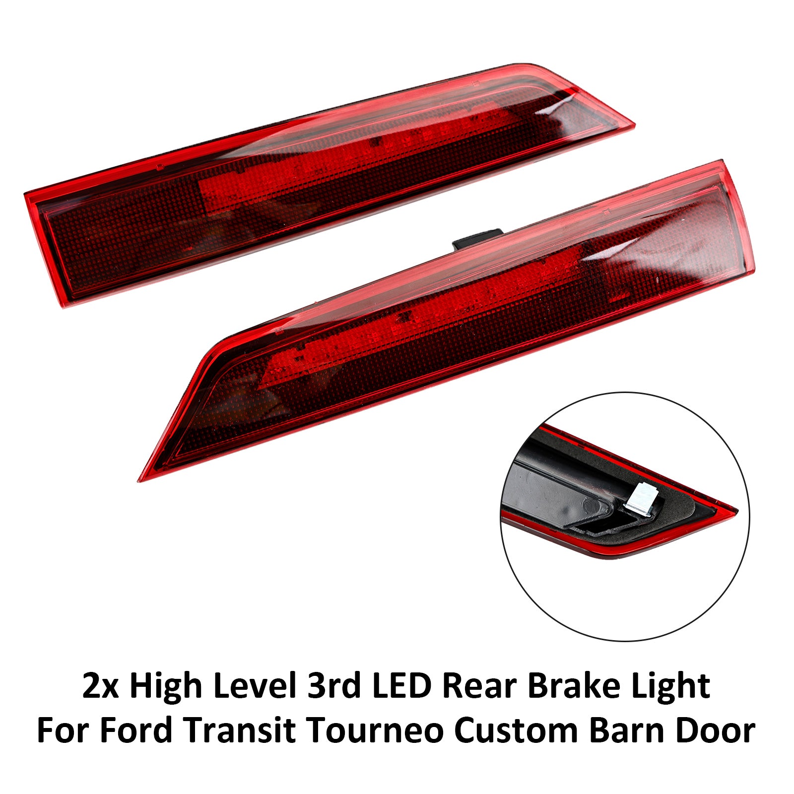 2x High Level 3rd LED Rear Brake Light For Ford Transit Tourneo Custom Barn Door