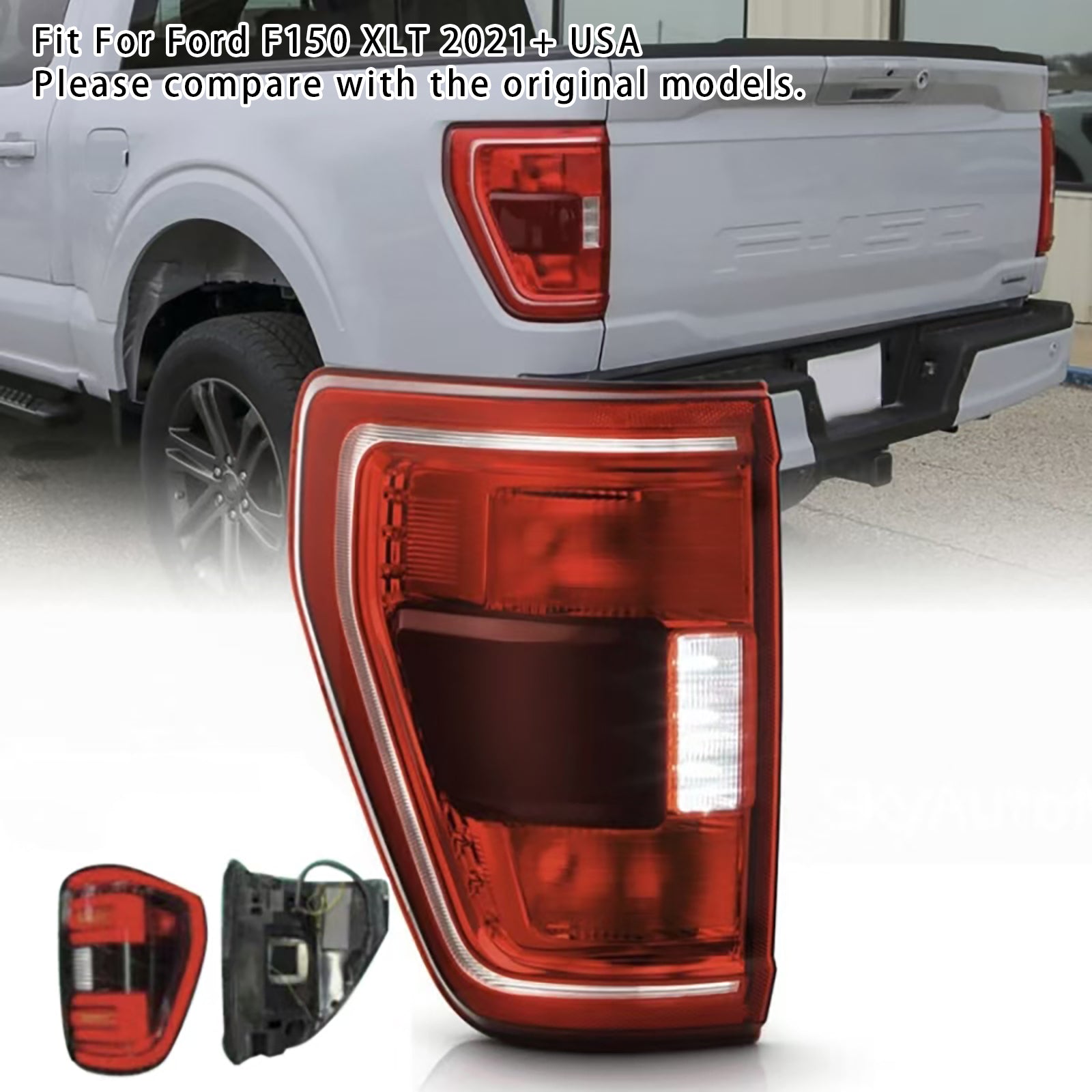 2021+ Ford F150 Left & Right Tail Light Incandescent Upgrade Raptor Style LED