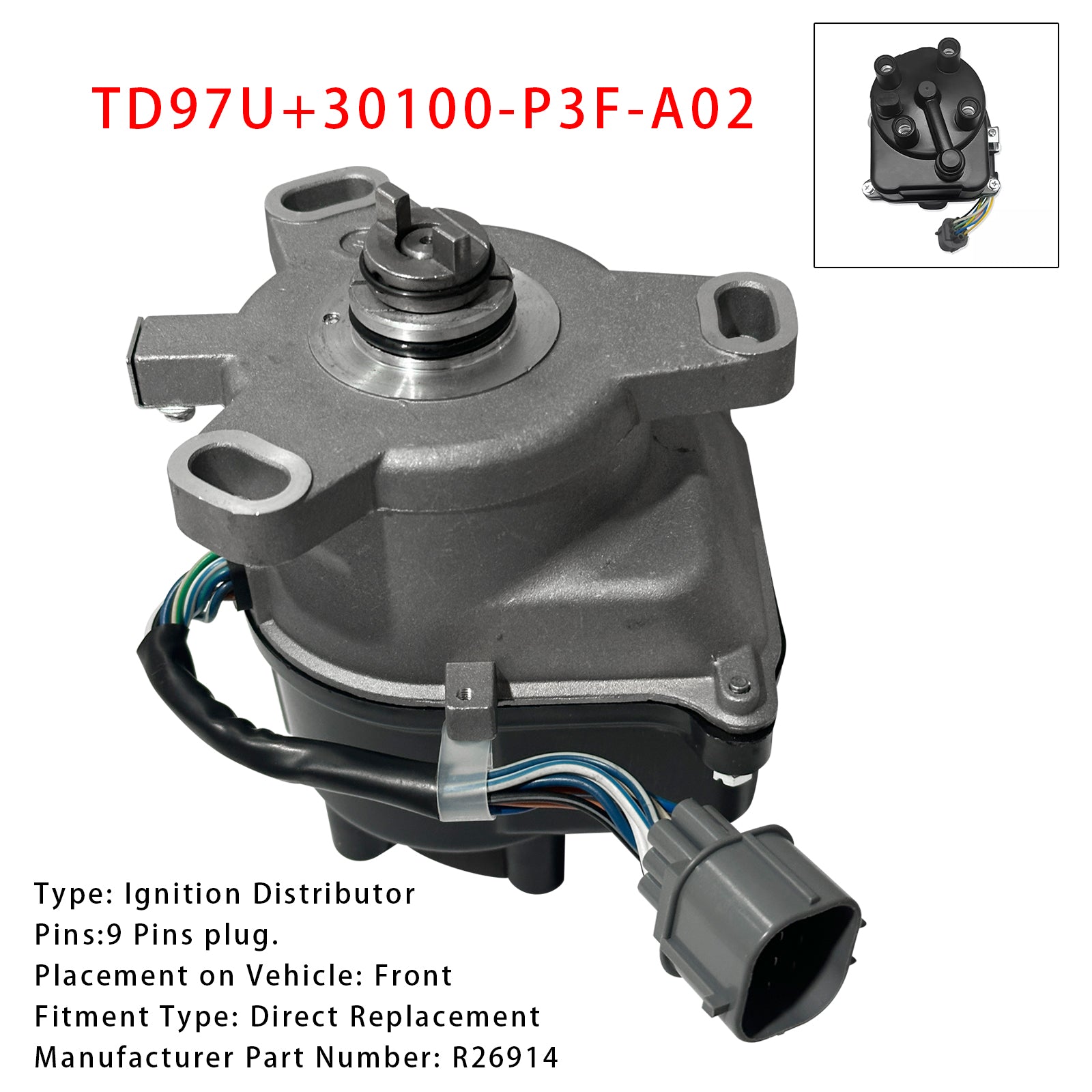 1998 Honda CRV EX L4 2.0L 1972cc MFI GAS DOHC Ignition Distributor TD97U 30100-P3F-A02
