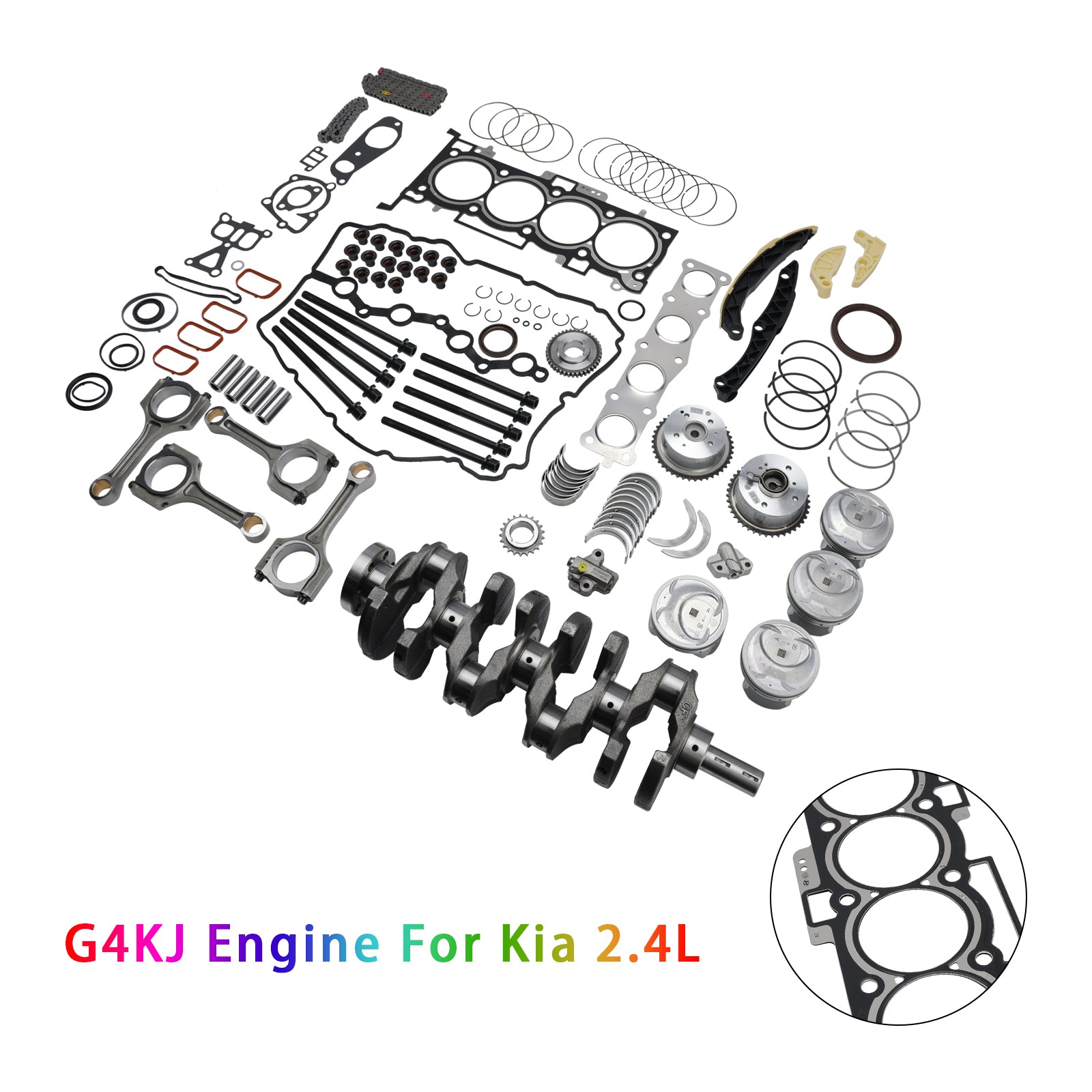 G4KJ Engine Overhaul Rebuild Kit w/Crankshaft & Rods & Timing Kit For Kia 2.4L
