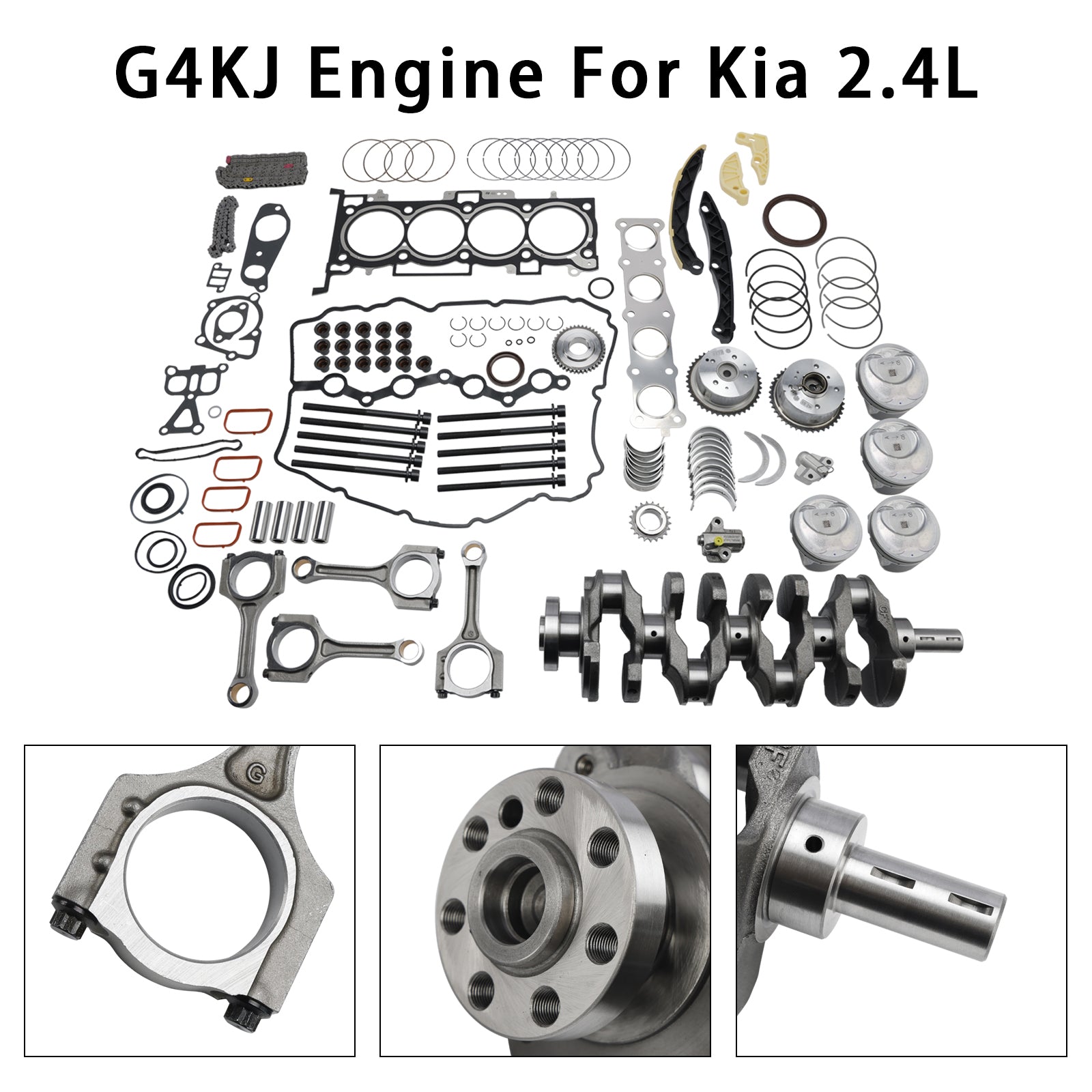 G4KJ Engine Overhaul Rebuild Kit w/Crankshaft & Rods & Timing Kit For Kia 2.4L