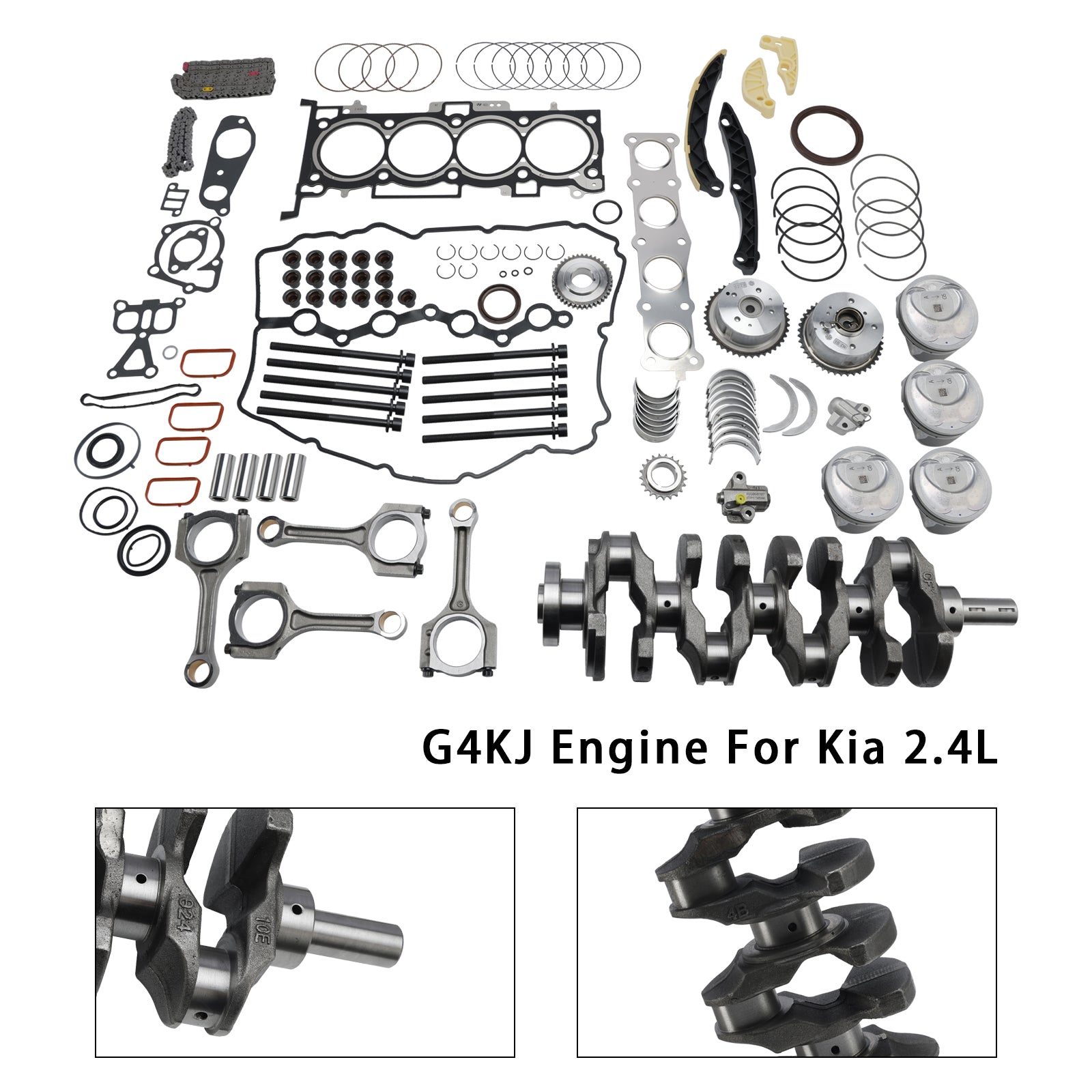 G4KJ Engine Overhaul Rebuild Kit w/Crankshaft & Rods & Timing Kit For Kia 2.4L