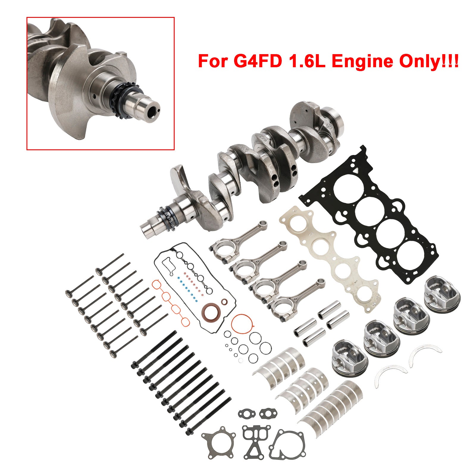 Kia Rio (YB) (2017-2019, detuned 130hp) G4FD 1.6L Engine Rebuild Overhaul Kit w/Crankshaft & Connecting Rod