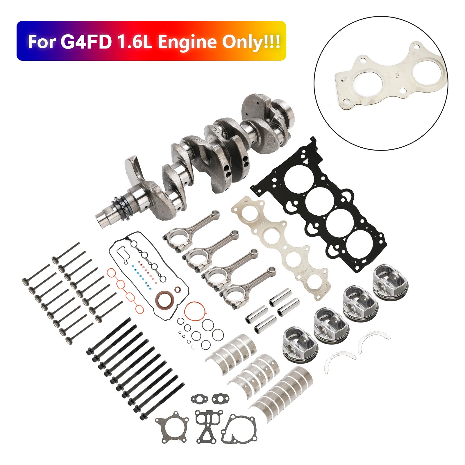 Kia Rio (UB) 2012-2016 G4FD 1.6L Engine Rebuild Overhaul Kit w/Crankshaft & Connecting Rod