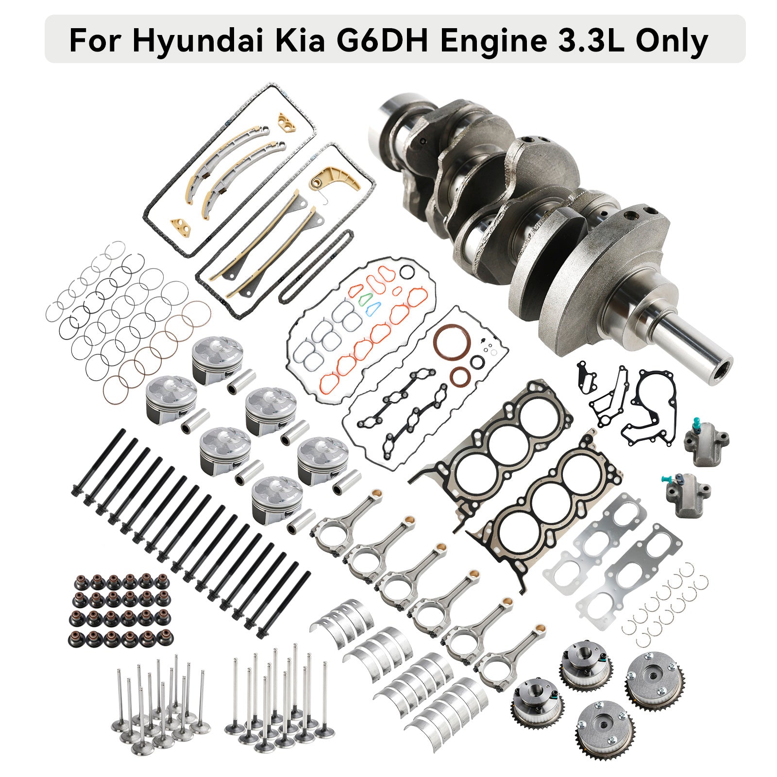 G6DH 3.3L Engine Rebuild Overhaul Kit w/ Crankshaft Rods Timing for Hyundai KIA 210203C300 230603C704 231103CFA0 231103L100 235103L100 623R63CA00 623R63CA0A