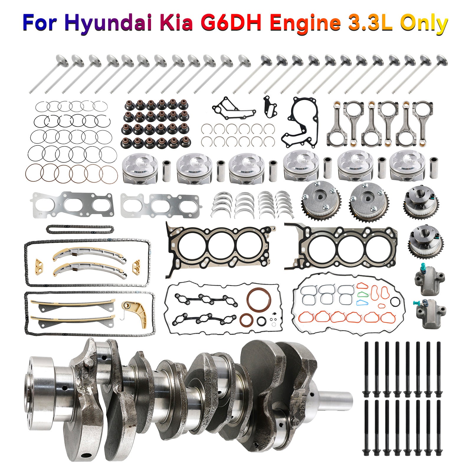 2013-2017 Hyundai Azera 3.3L G6DH 3.3L Engine Rebuild Overhaul Kit w/ Crankshaft Rods Timing