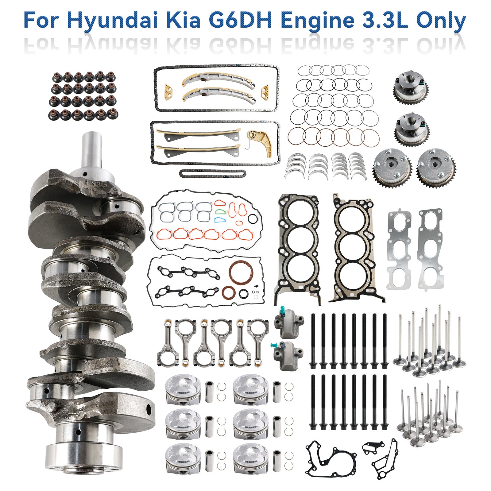 2013-2017 Hyundai Azera 3.3L G6DH 3.3L Engine Rebuild Overhaul Kit w/ Crankshaft Rods Timing