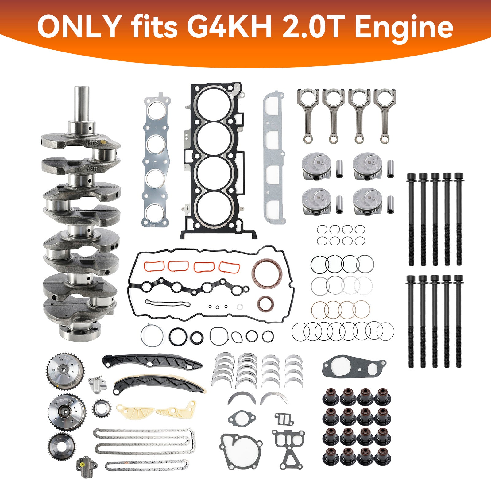 2015-2019 Kia KX3 (KC) G4KH 2.0T Engine Rebuild Kit w/ Crankshaft Con Rods Timing Kit