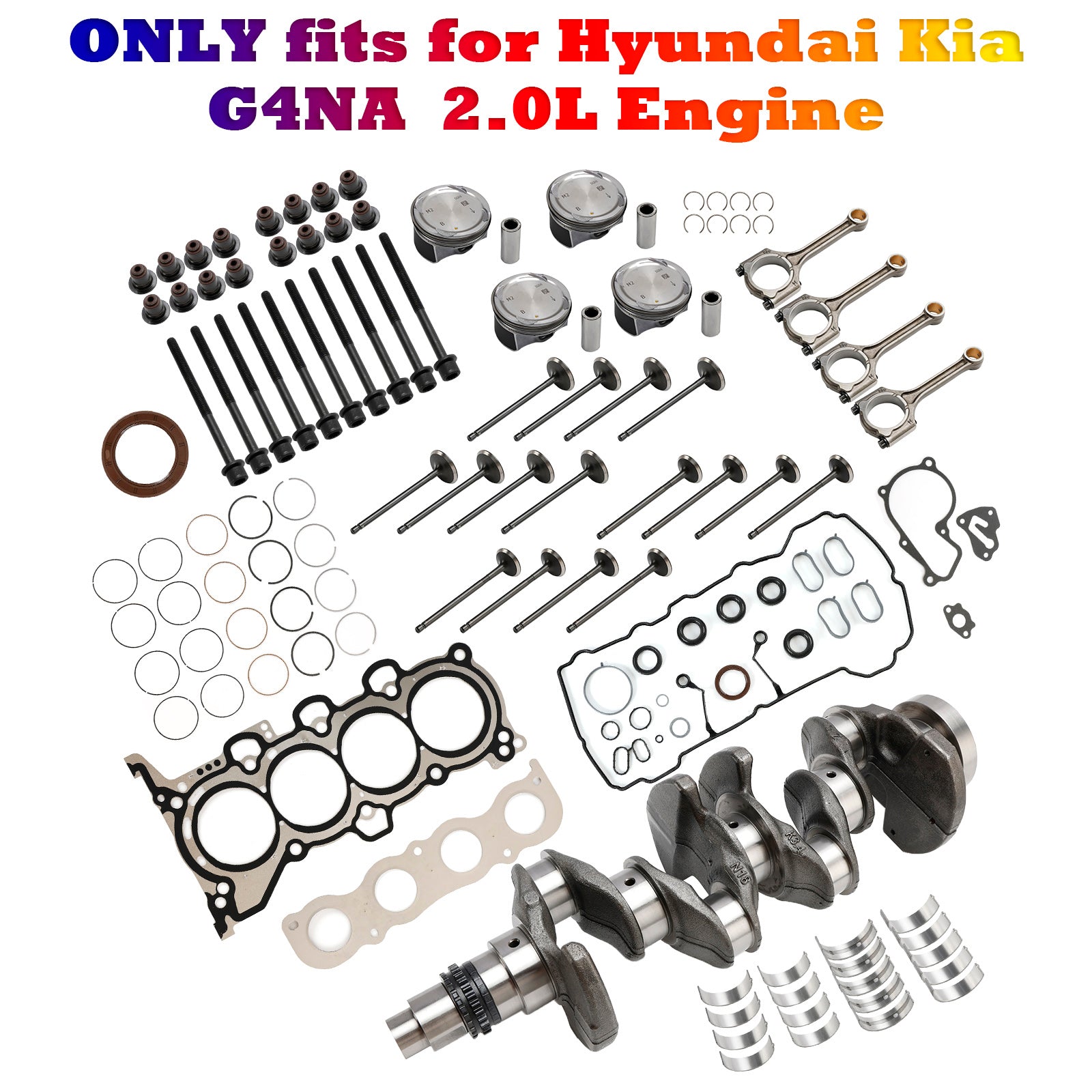 G4NA 2.0L Engine Rebuild Kit Crankshaft Con Rods Gasket Kit for HYUNDAI KIA
