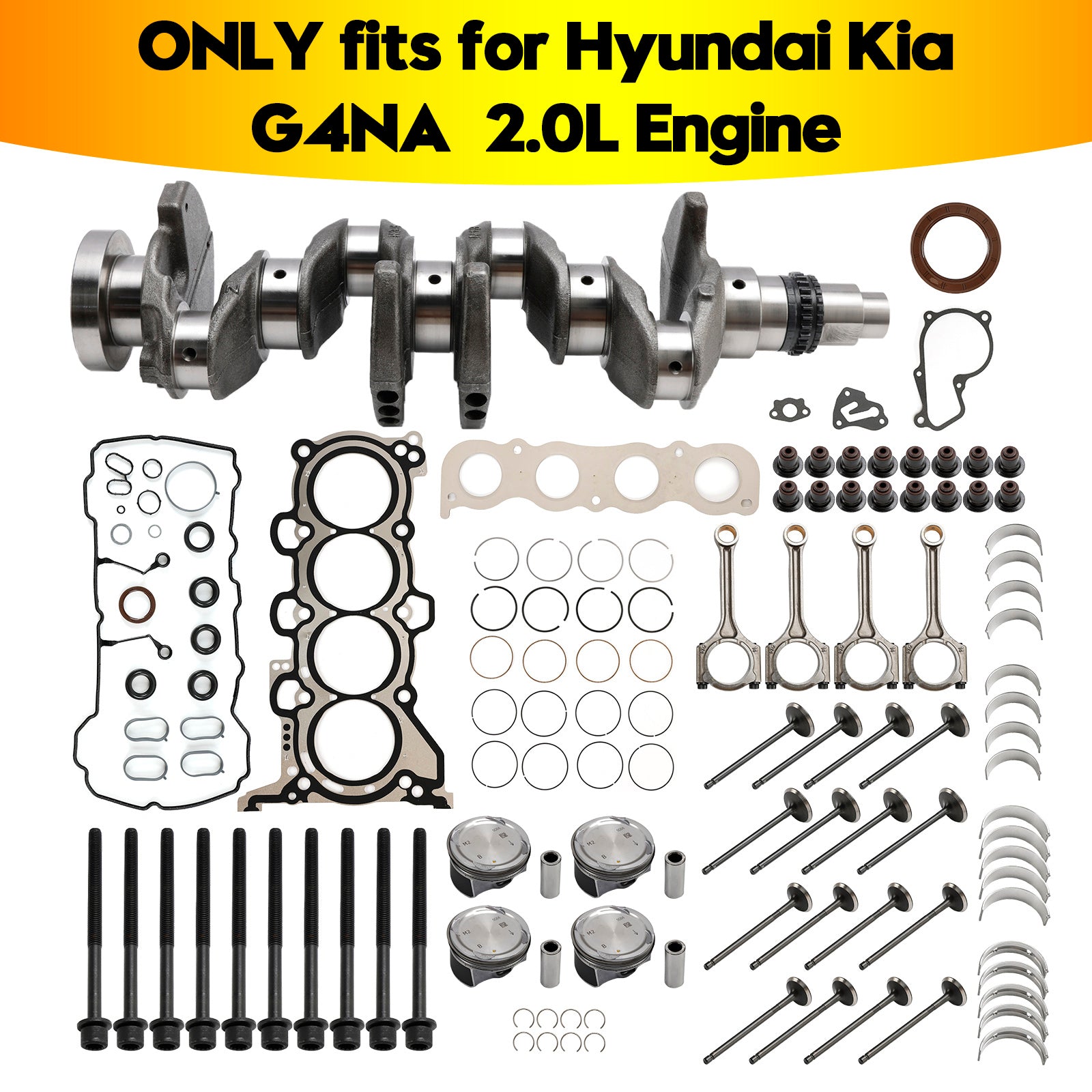 G4NA 2.0L Engine Rebuild Kit Crankshaft Con Rods Gasket Kit for HYUNDAI KIA