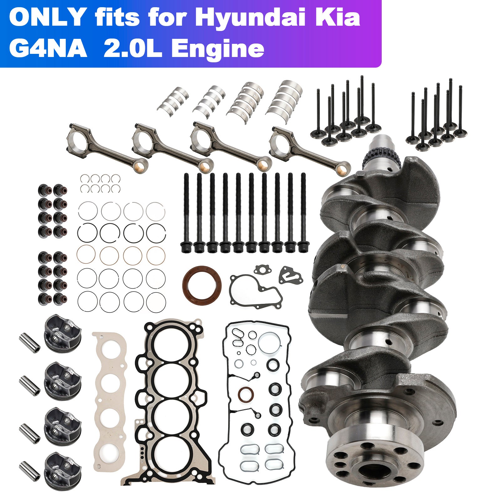 G4NA 2.0L Engine Rebuild Kit Crankshaft Con Rods Gasket Kit for HYUNDAI KIA