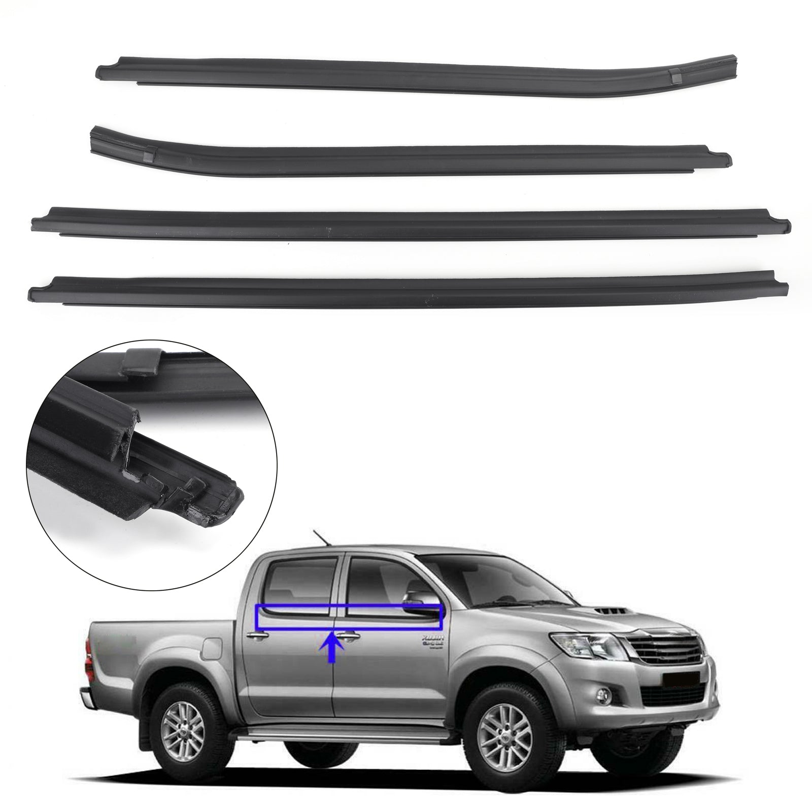 2005-2015 Rubber Seal 4 Door Weatherstrip for Toyota Hilux KUN26 KUN36 GGN25 TGN16 TGN36