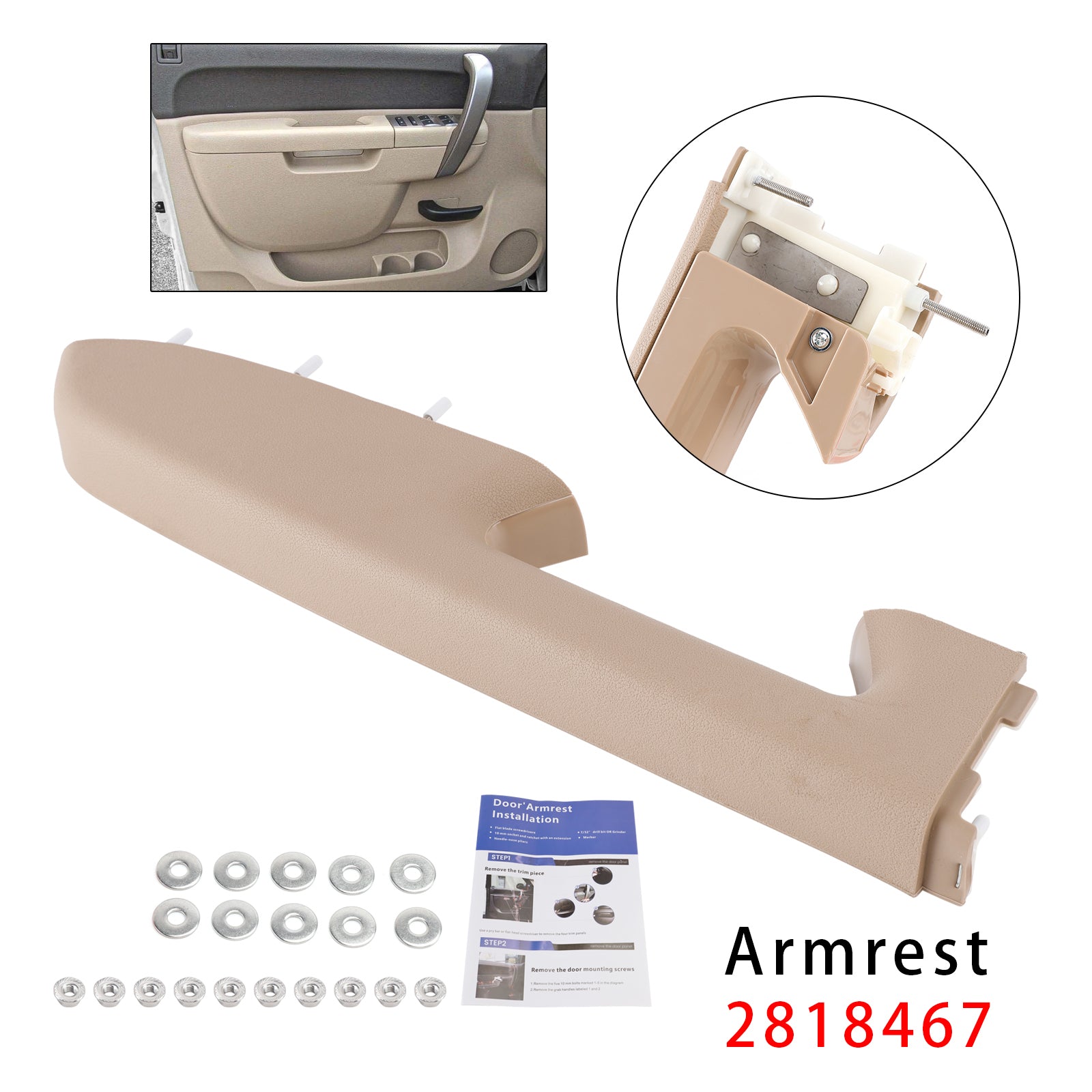 Front Left Armrest Repair Kit Fit For Chevy Silverado 1500 2500HD 3500HD 10-2014