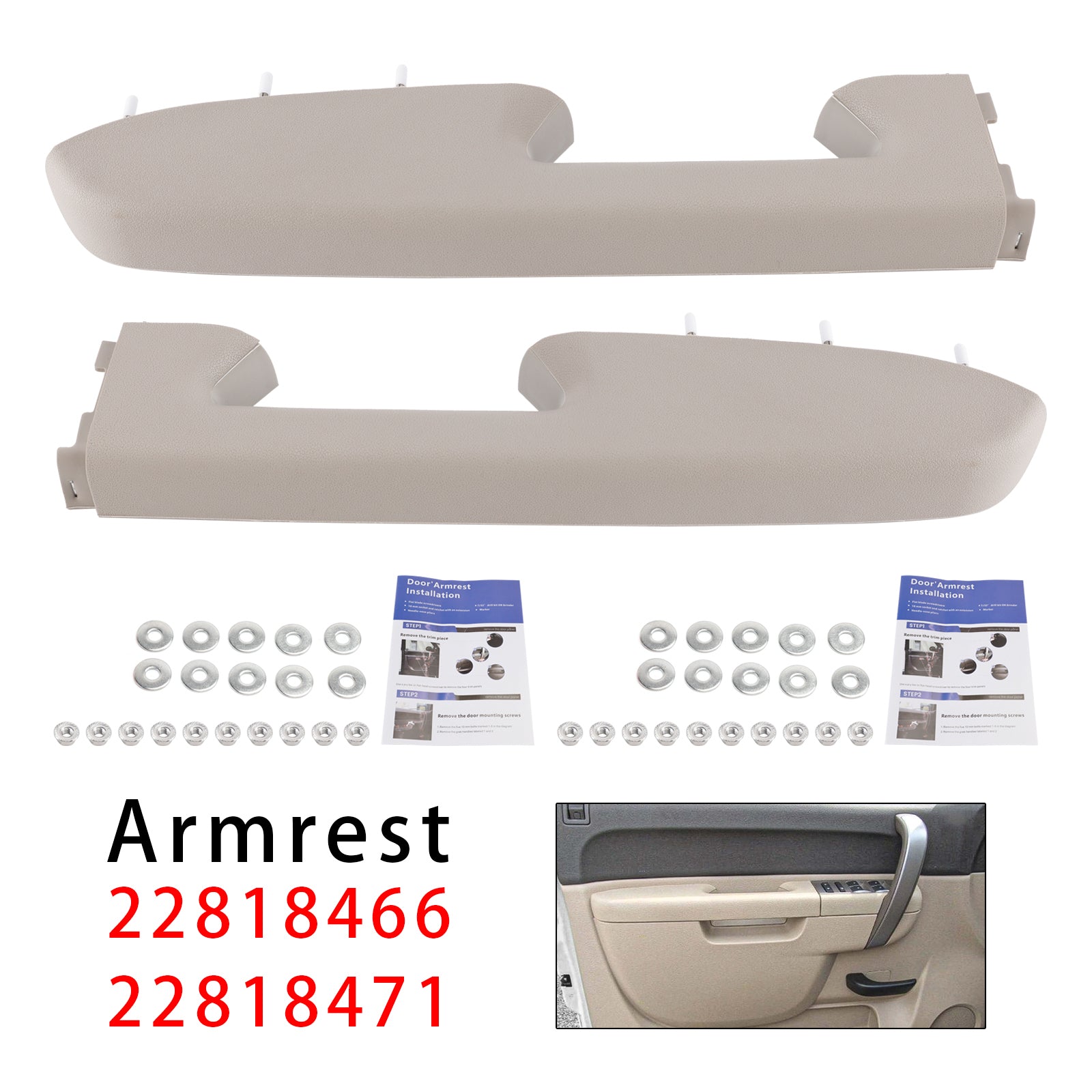 Front Armrest Repair Kit Fit For Chevy Silverado 1500 2500HD 3500HD 10-2014 Gray