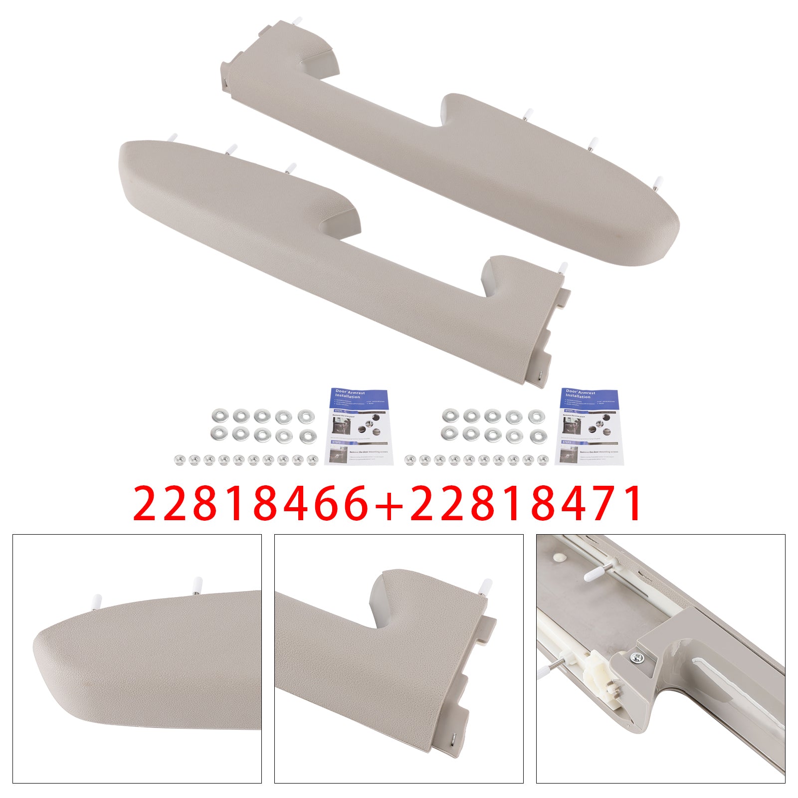 Front Armrest Repair Kit Fit For Chevy Silverado 1500 2500HD 3500HD 10-2014 Gray