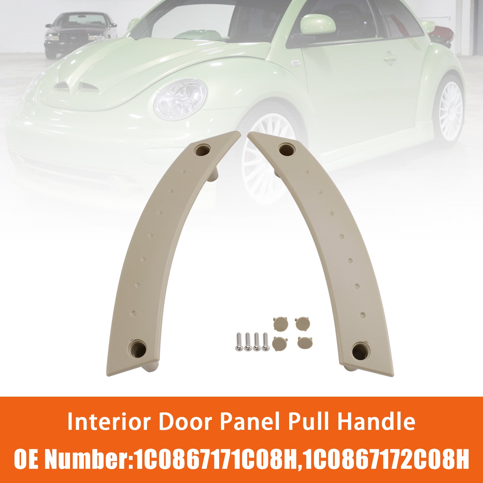 Pair Interior Door Panel Pull Handle Repair Kit Tan For VW Beetle 2000-2010