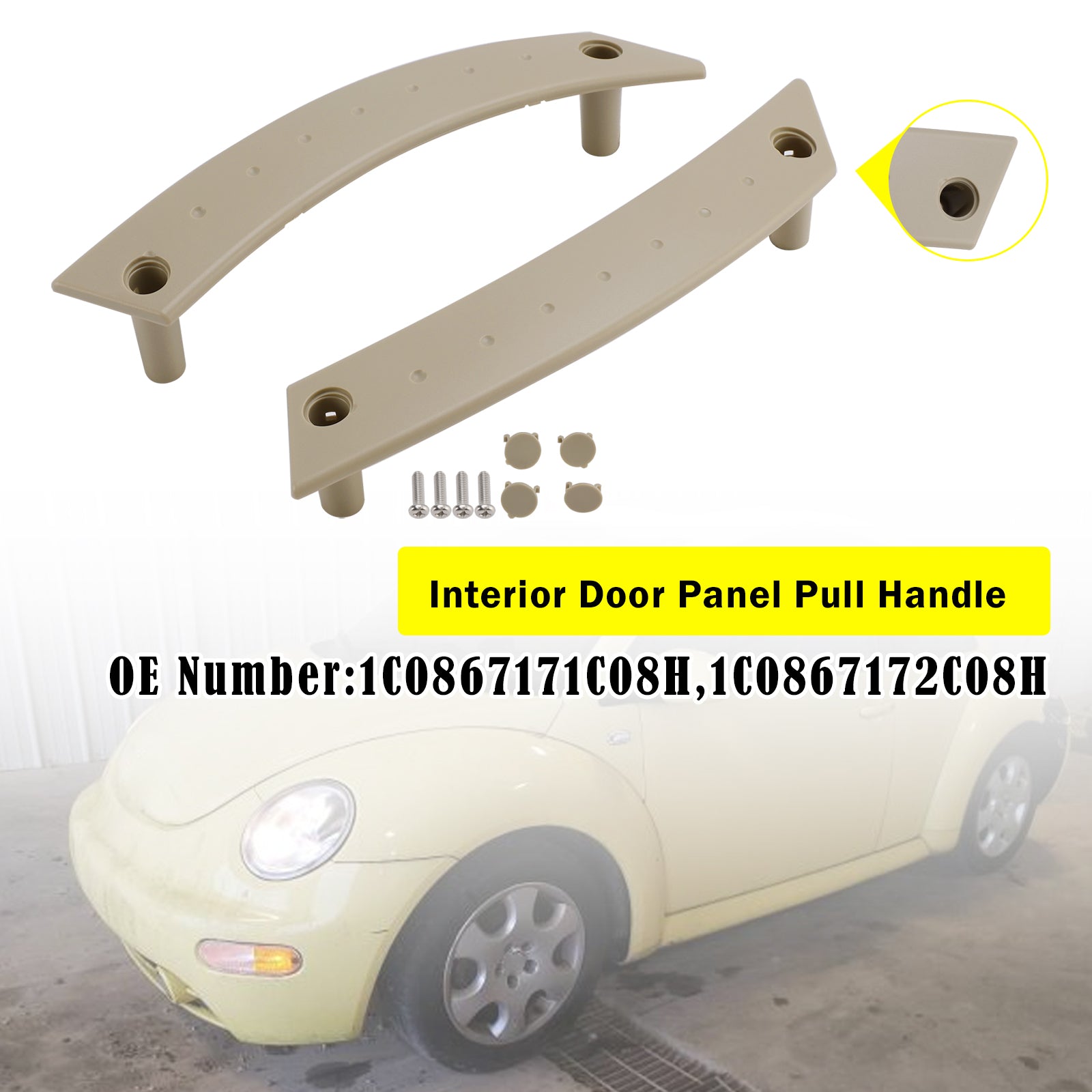 Pair Interior Door Panel Pull Handle Repair Kit Tan For VW Beetle 2000-2010
