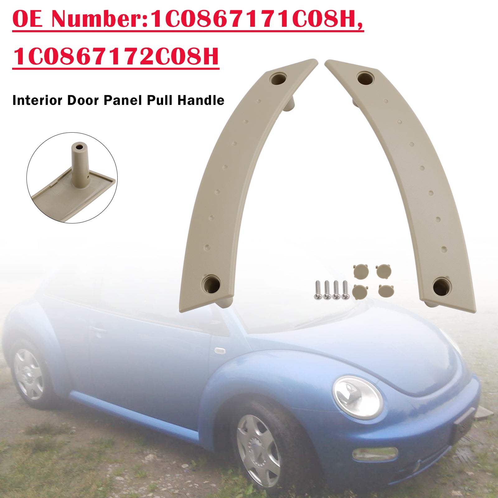 Pair Interior Door Panel Pull Handle Repair Kit Tan For VW Beetle 2000-2010