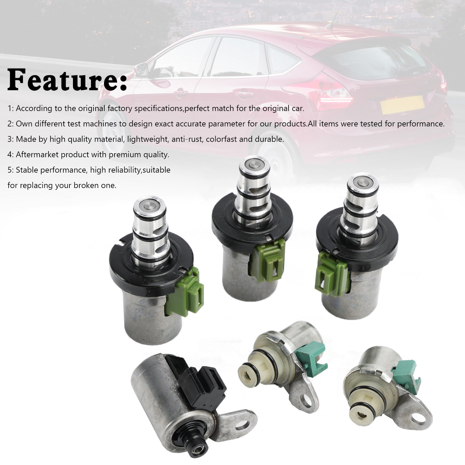 6PCS 4F27E Transmission Solenoid Shift 2 PWM 3 EPC 1 For Ford Focus Fiesta